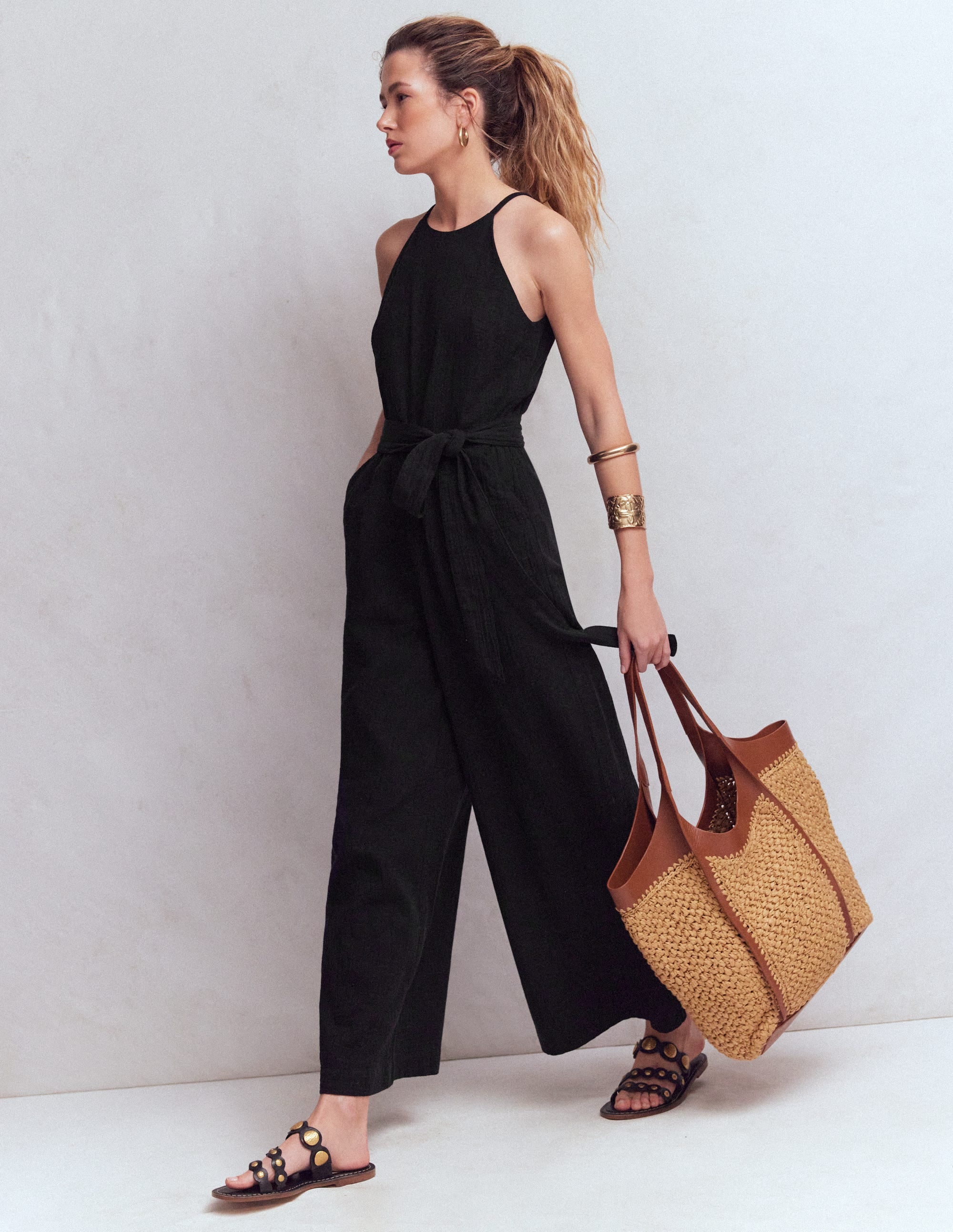 Rosa Double Cloth Jumpsuit-Black - Image 4
