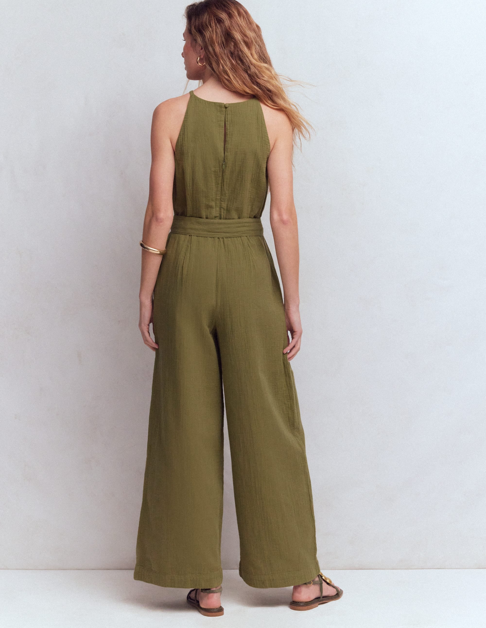 Rosa Double Cloth Jumpsuit-Olive - Image 3