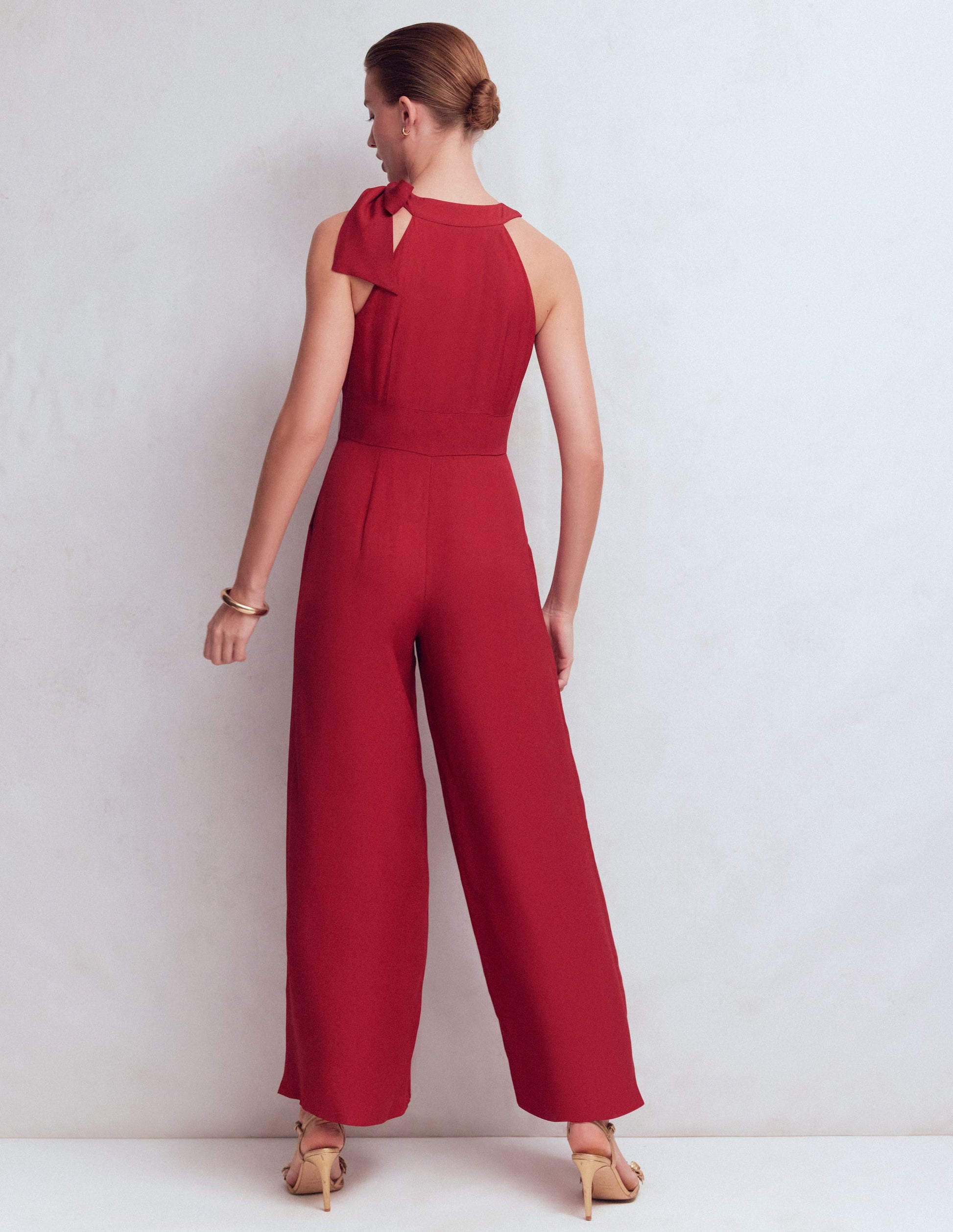 Tie Halter Neck Jumpsuit-Red Pear-3