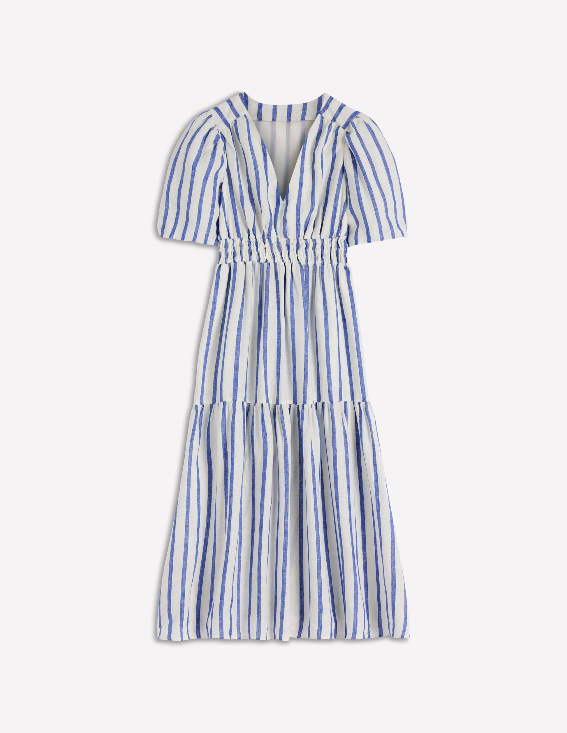 Irene Linen Midi Dress-Blue Stripe-7