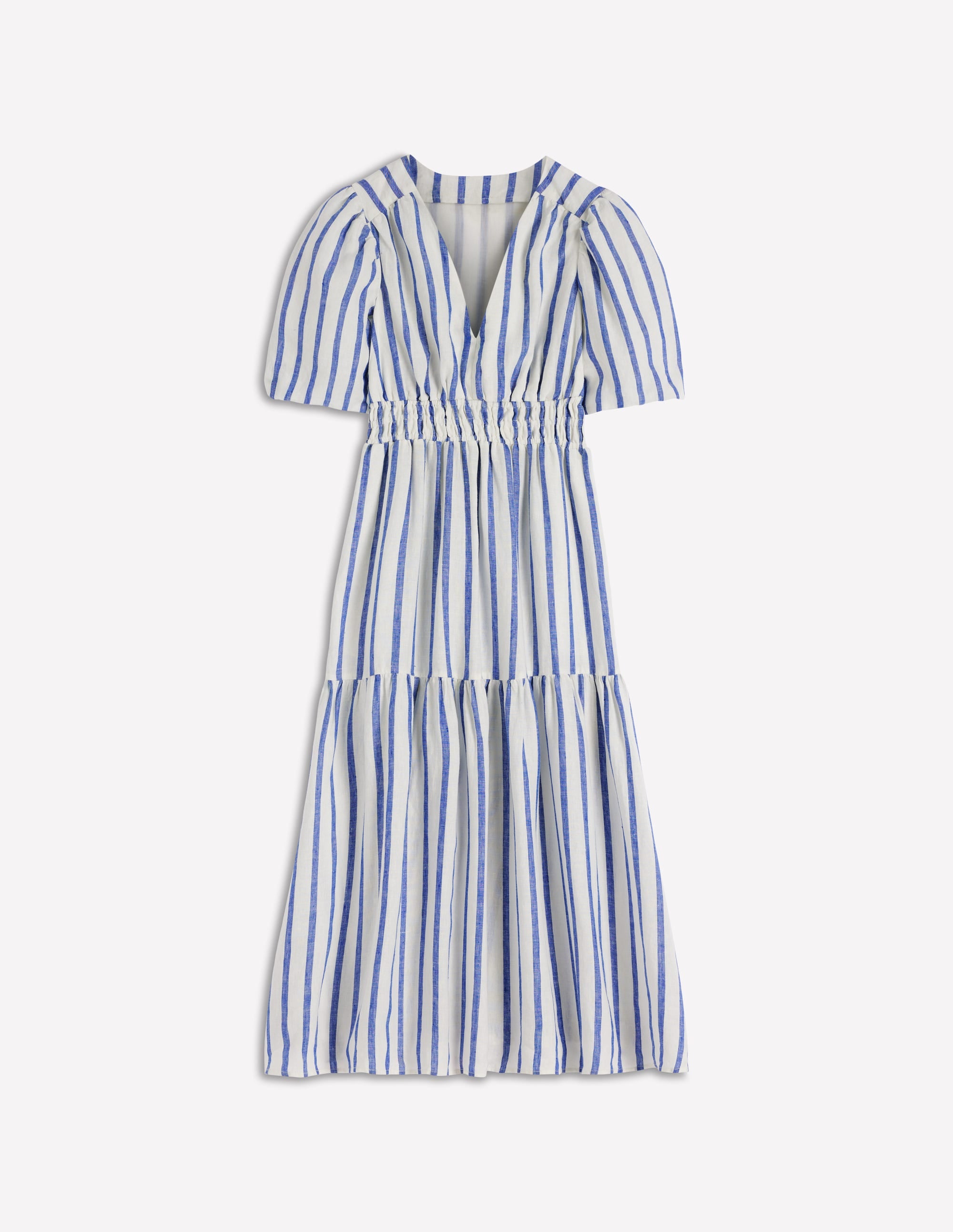 Irene Linen Midi Dress-Blue Stripe - Image 7