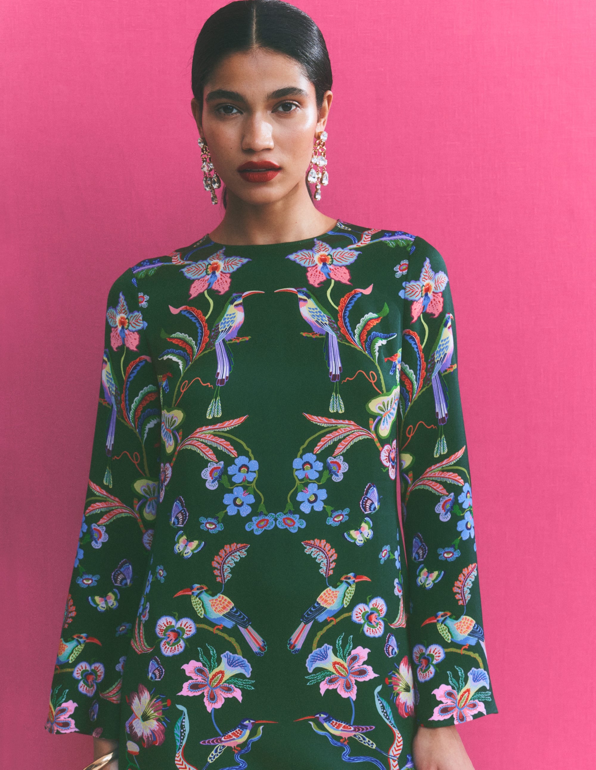 Flared Sleeve Shift Dress-Multi, Orchid Canopy - Image 6