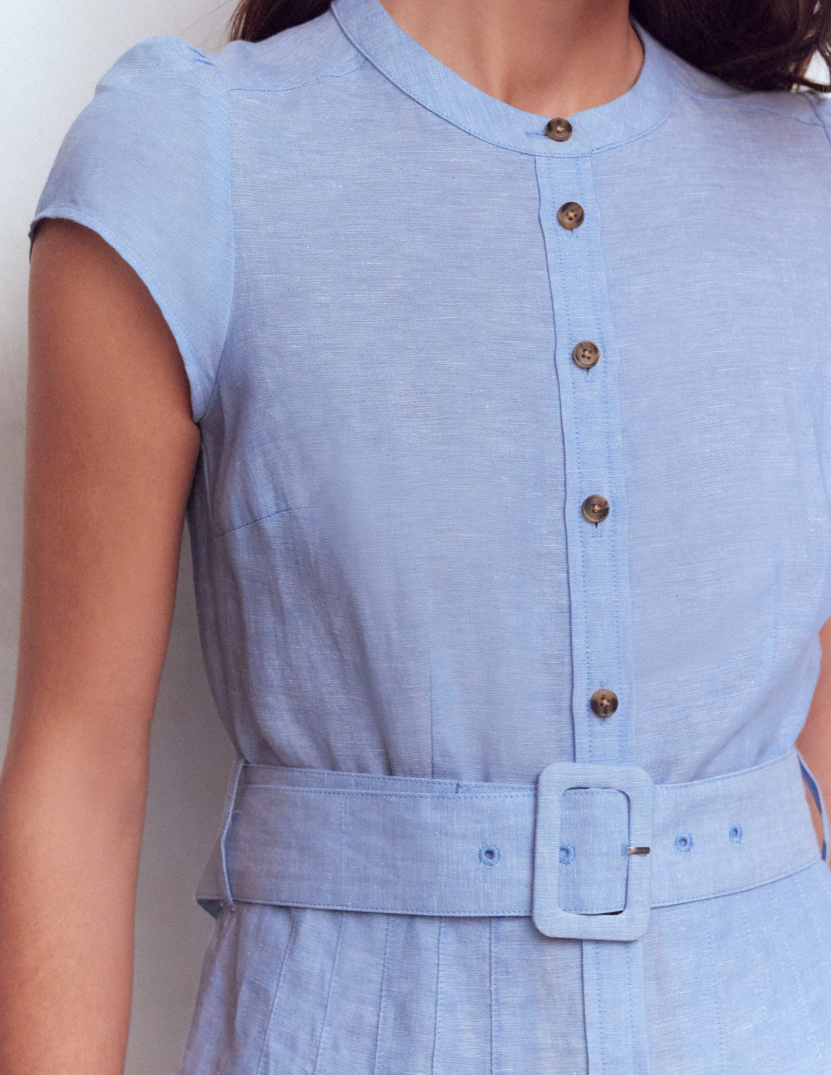 Arabella Short Linen Dress-Chambray - Image 2