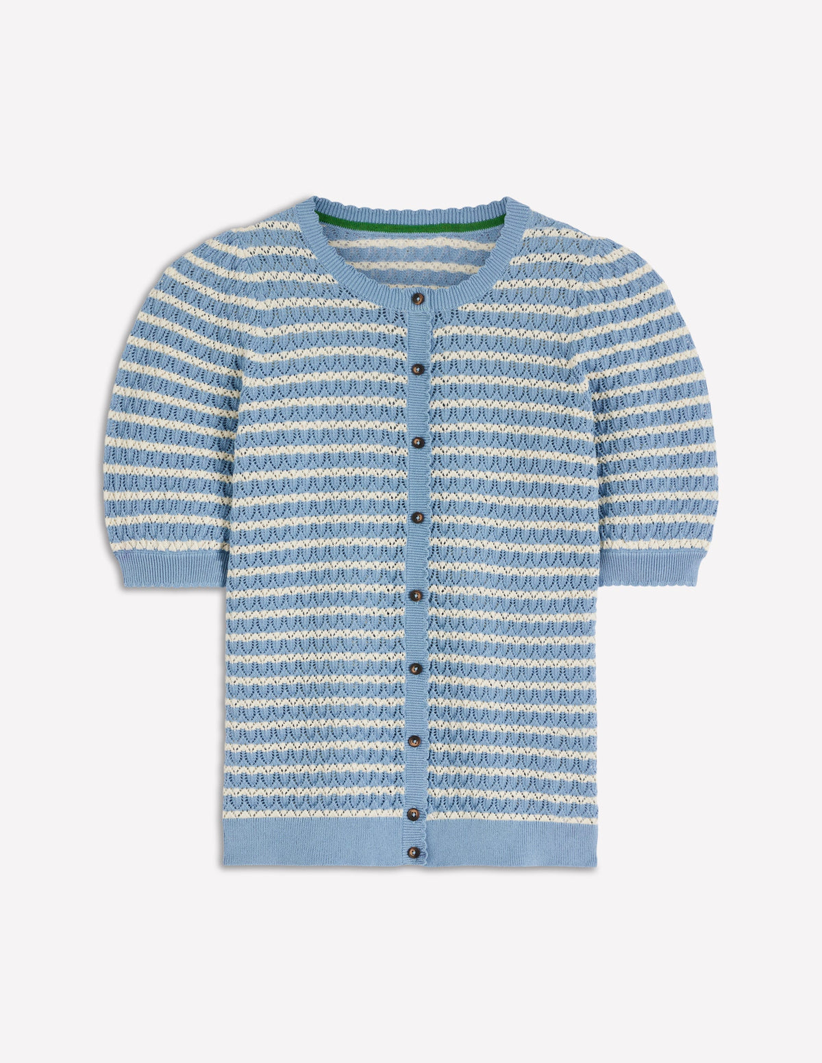 Dot Pointelle Cardigan-Blue Stripe - Image 5
