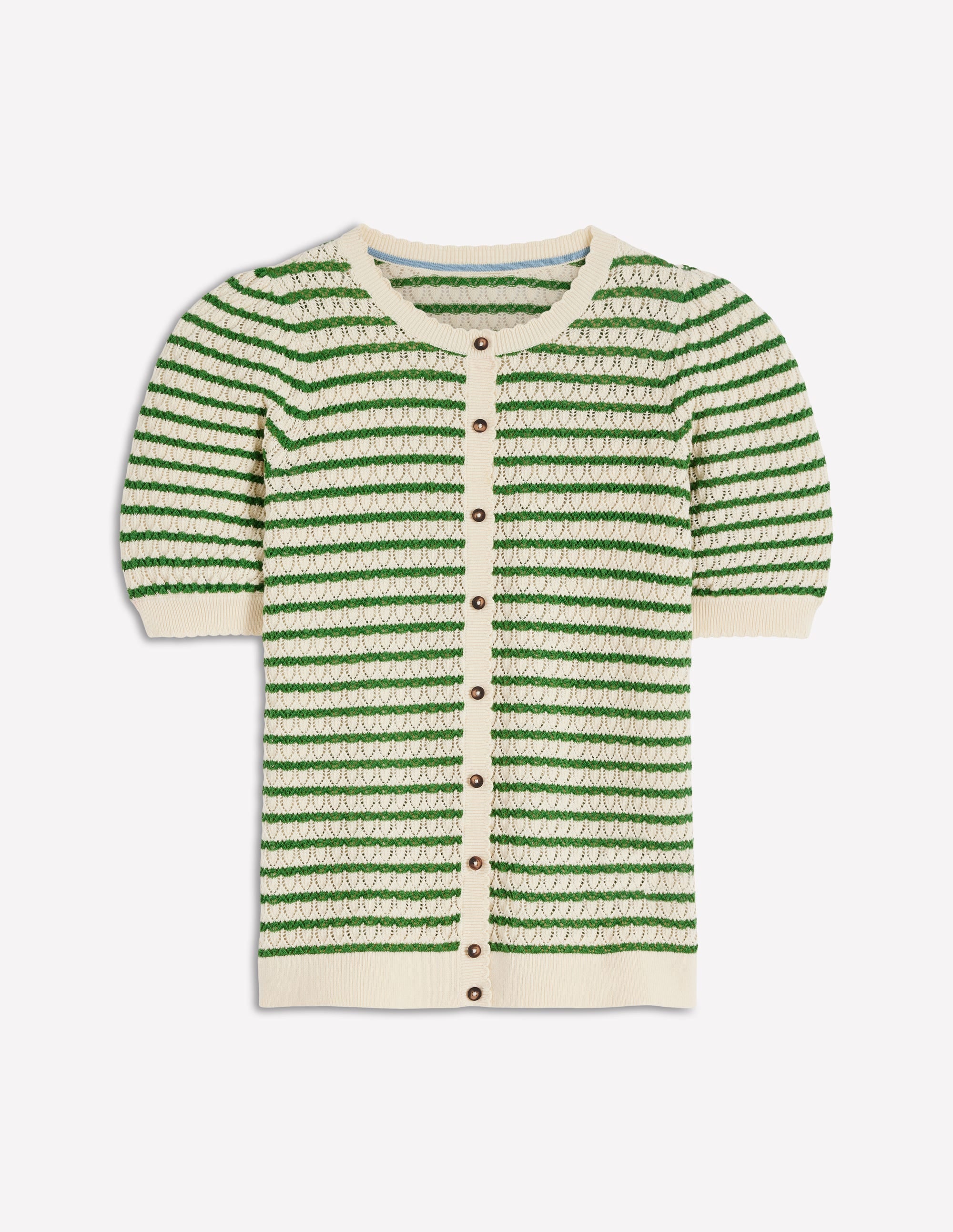 Dot Pointelle Cardigan-Green Stripe - Image 5