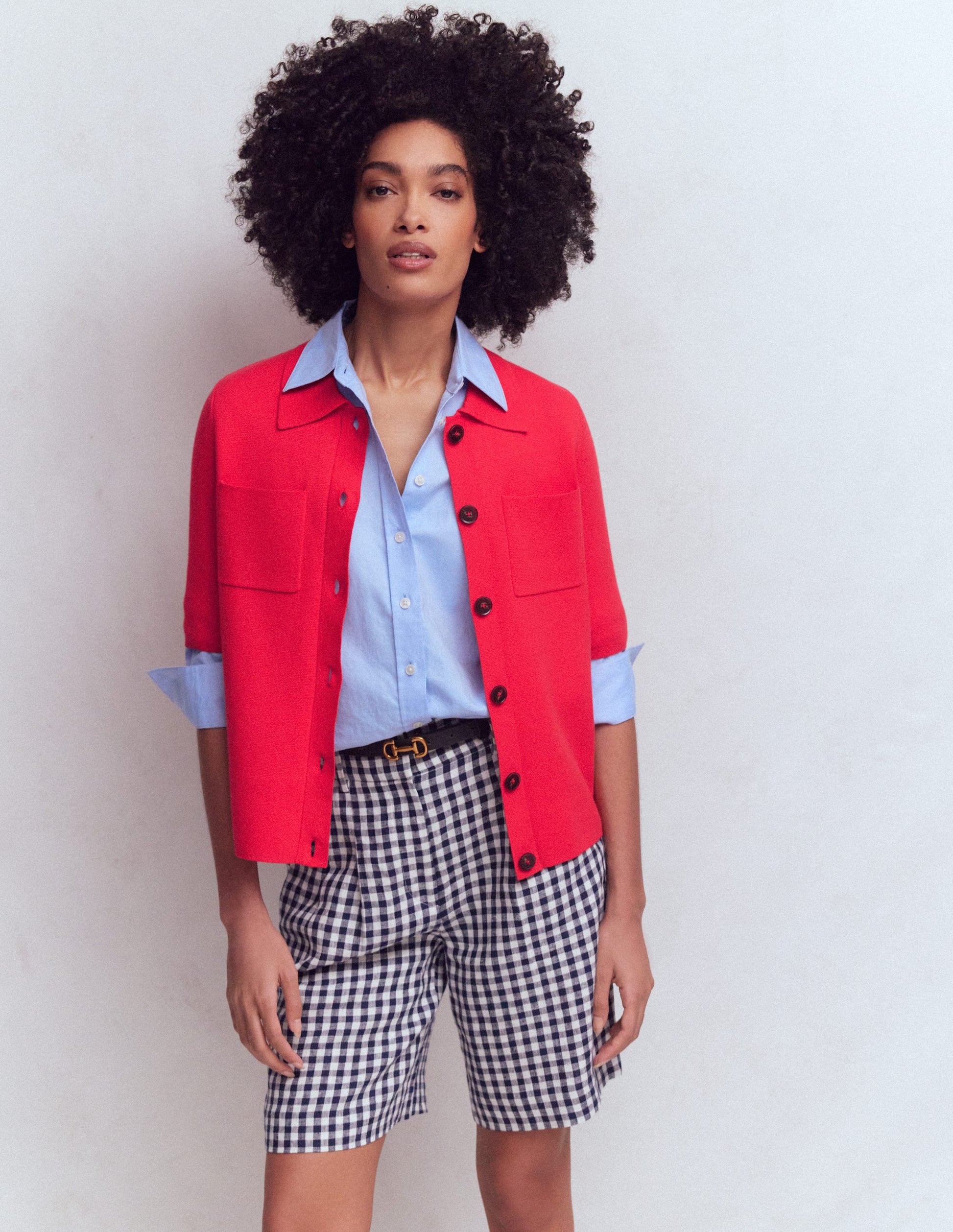 Short Sleeve Knit Shirt-Bright Cherry-1