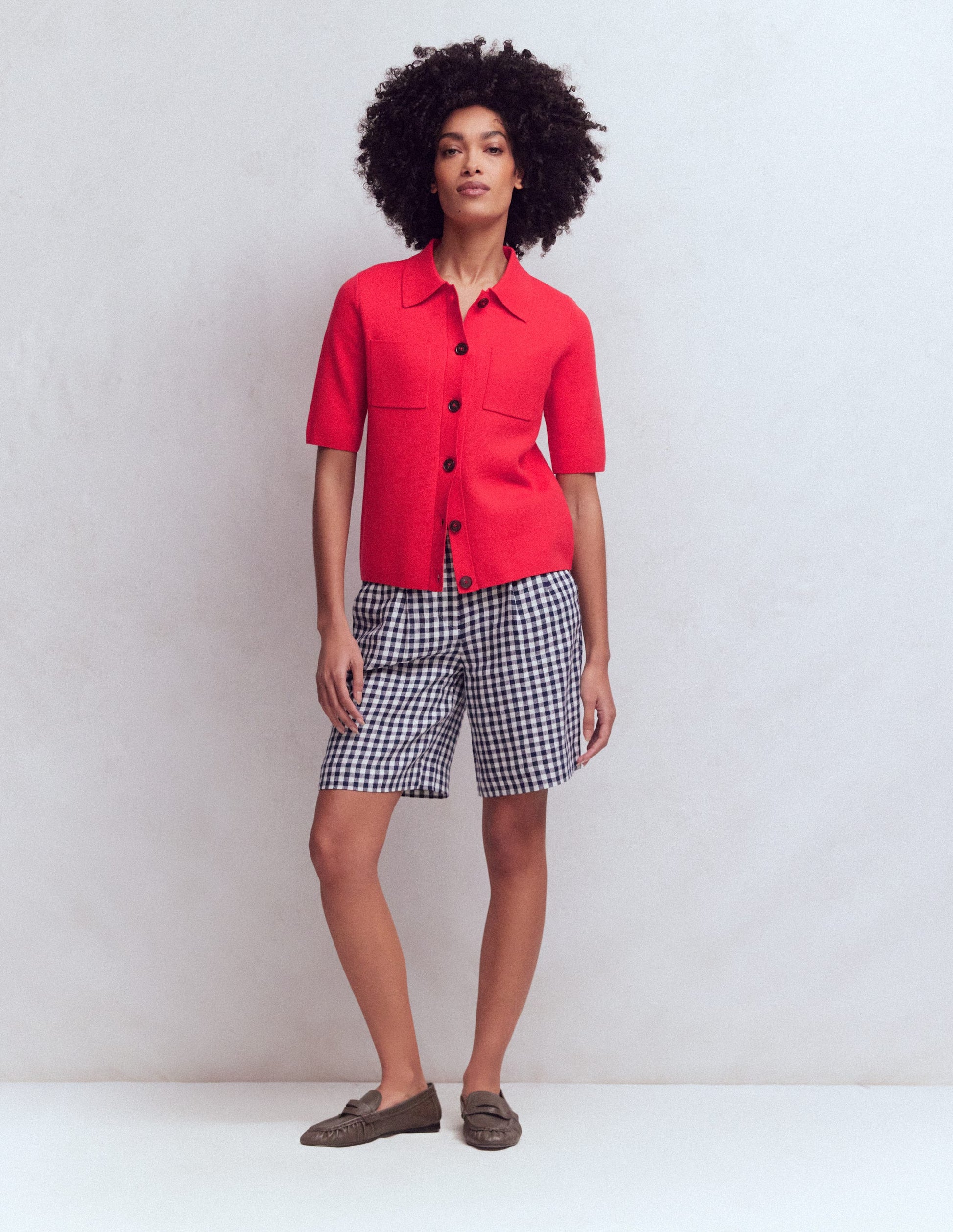 Short Sleeve Knit Shirt-Bright Cherry-6