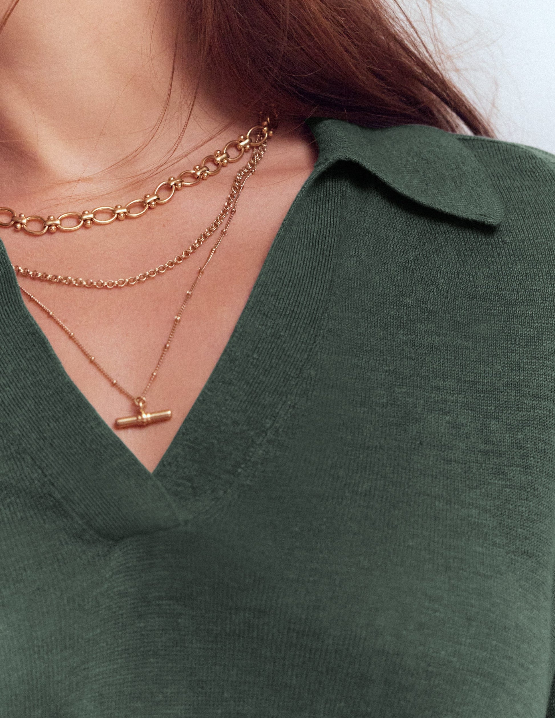 Agnes Collared Linen Jumper-Green Jasper-2