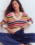 Textured Cotton Jumper-Multi Stripe