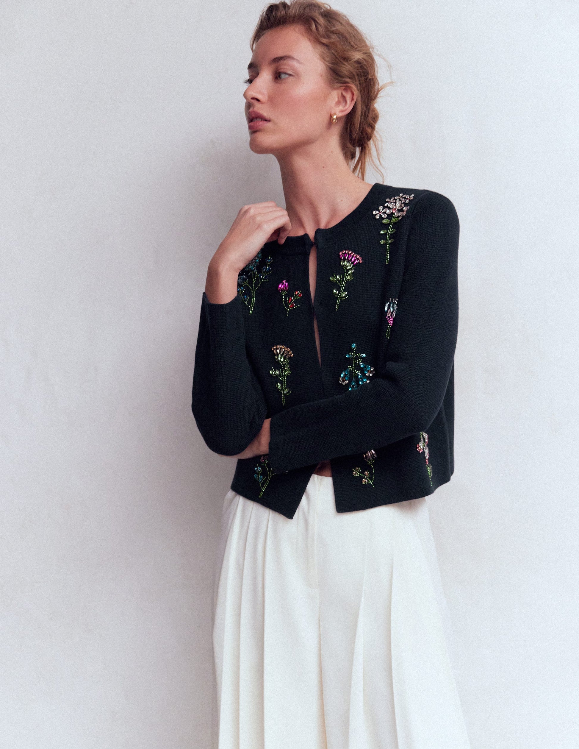 Embellished Knit Cardigan-Navy-5