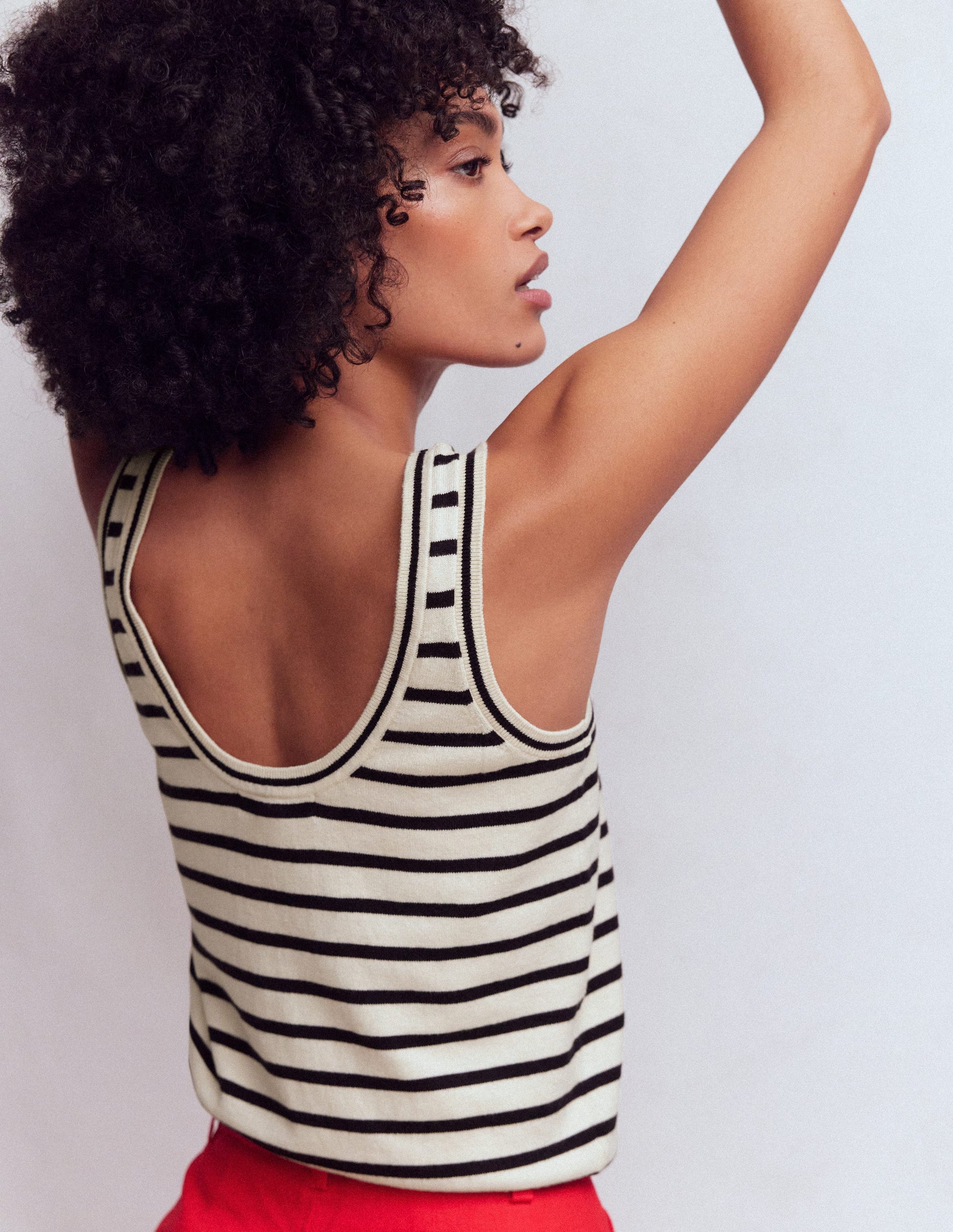 Liz Knitted Tank-Ivory, Navy-3