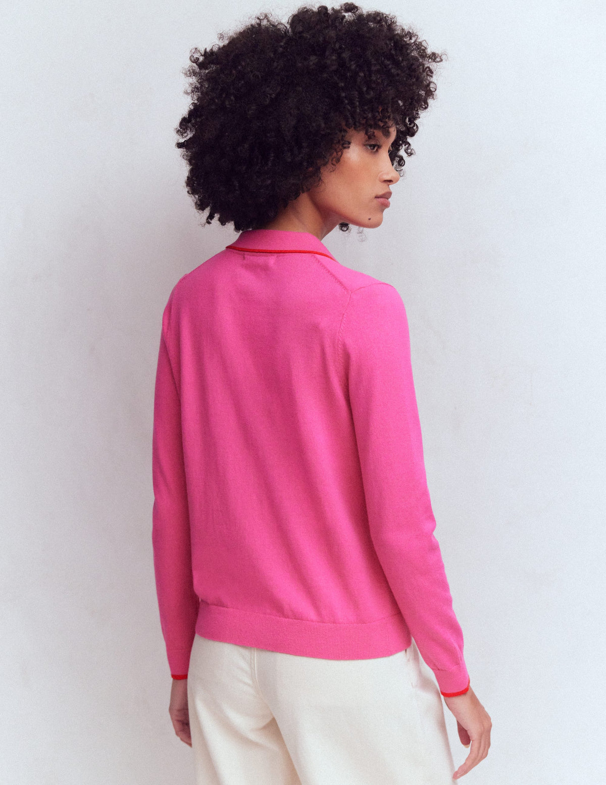 Liz Knitted Collared Cardigan-Pink Punch - Image 3