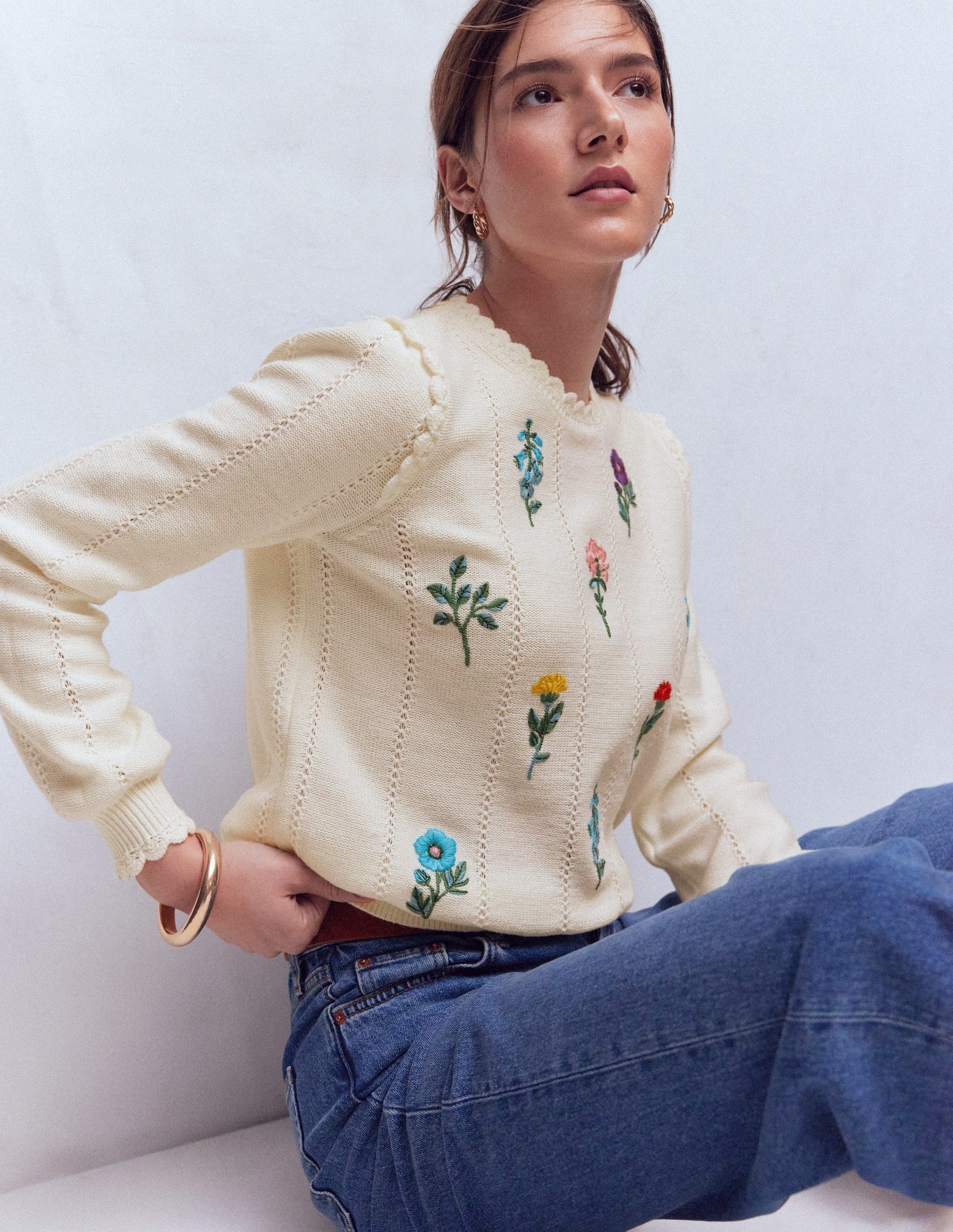 Valeria Crochet Trim Jumper-Warm Ivory , Embroidery-1