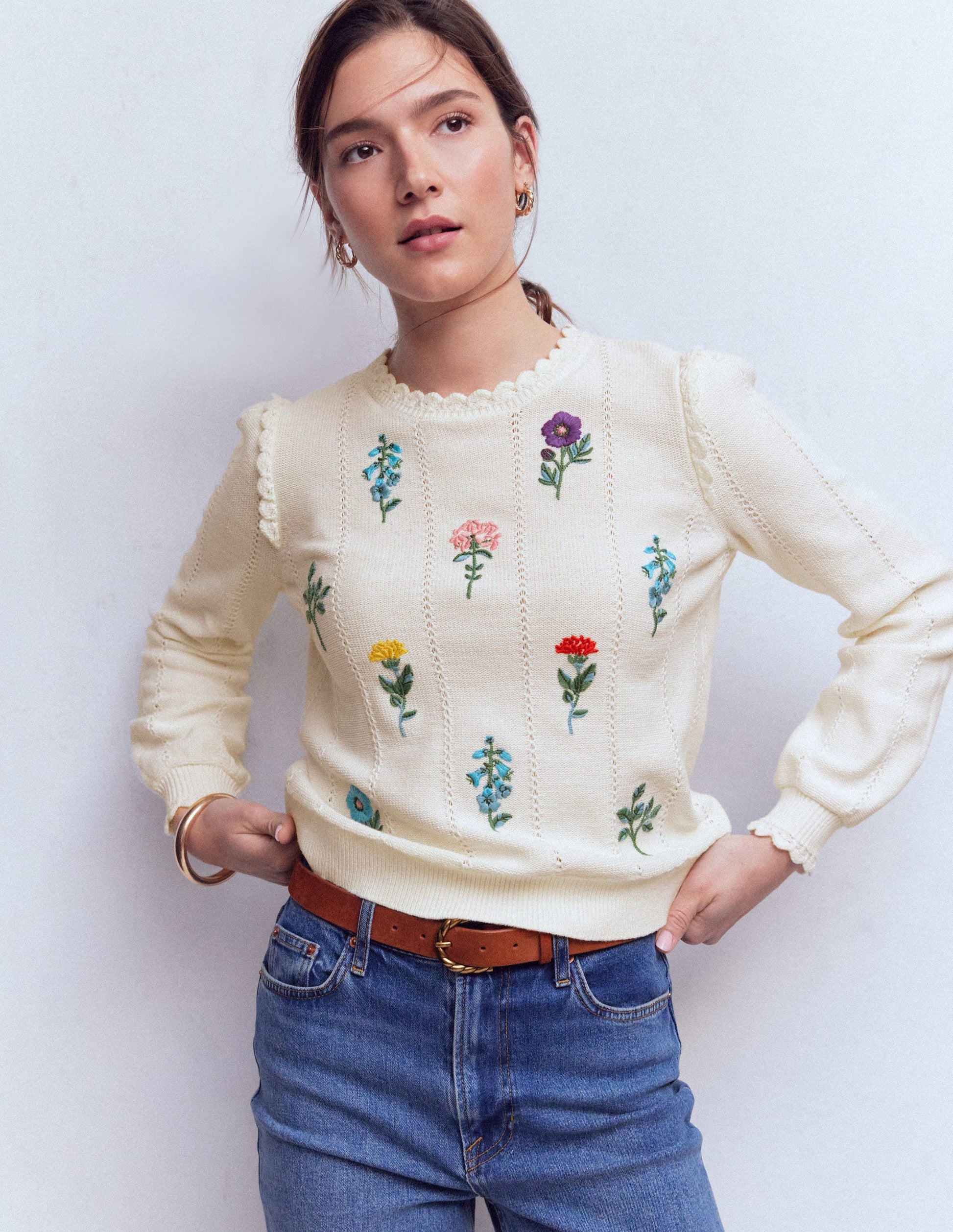 Valeria Crochet Trim Jumper-Warm Ivory , Embroidery-4