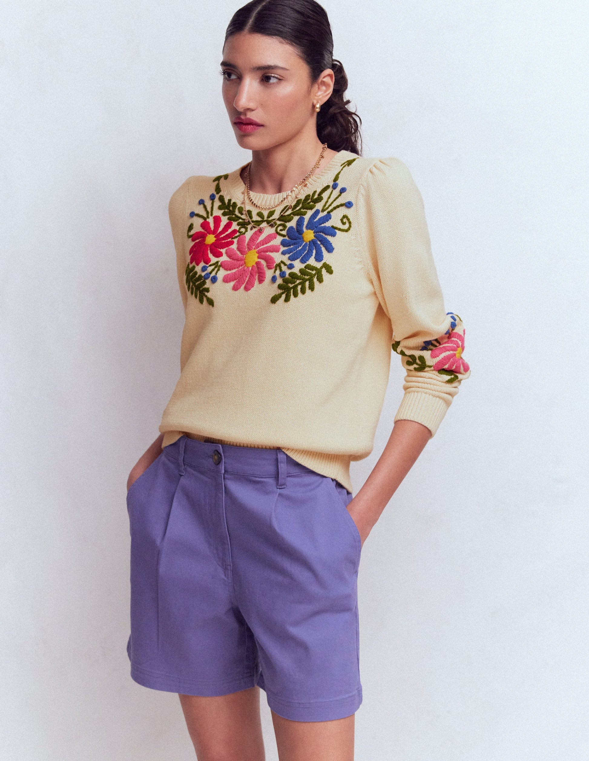 Davina Puff Sleeve Jumper-Ivory Embroidery-4