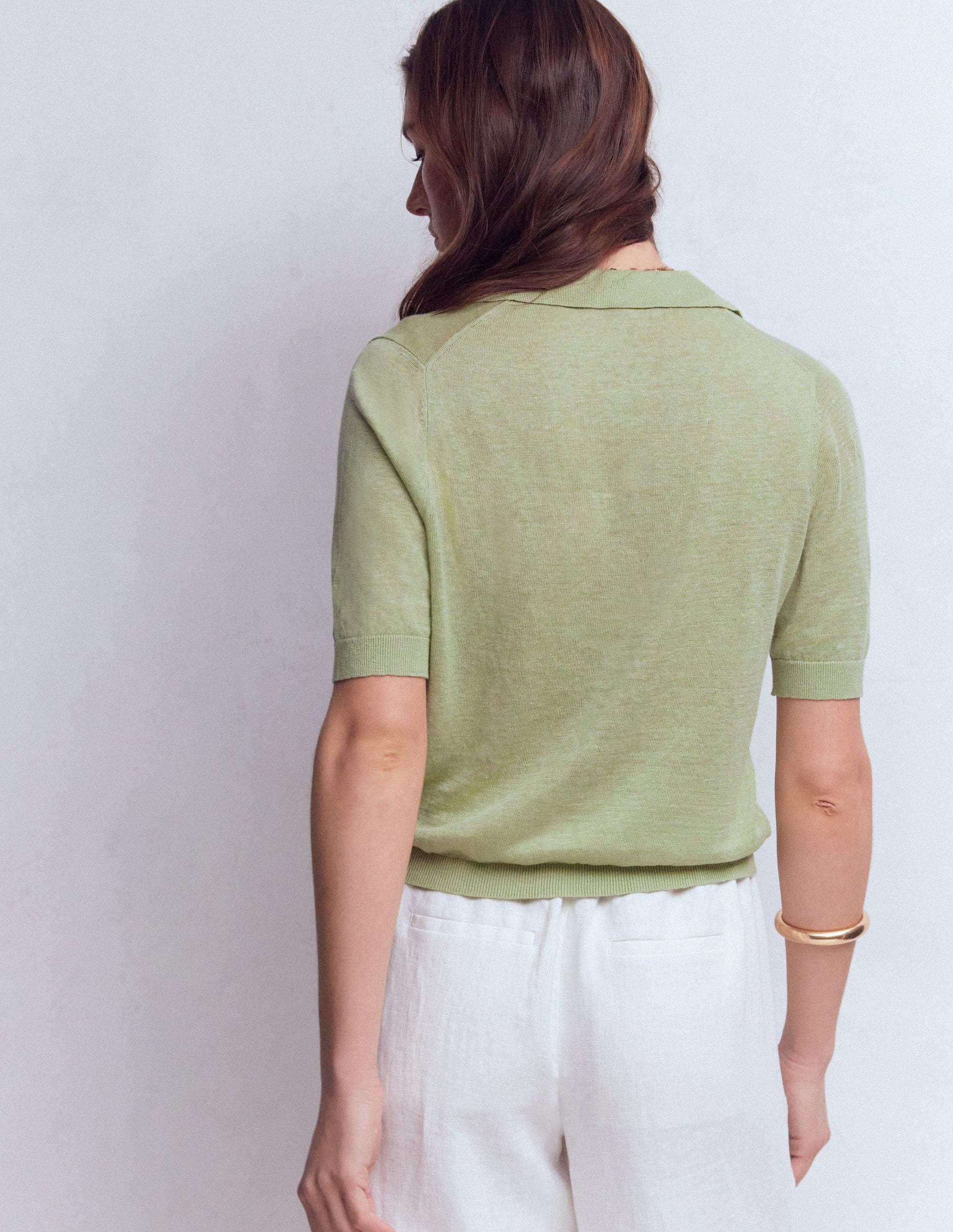 Agnes Collar Linen Cardigan-Green-3