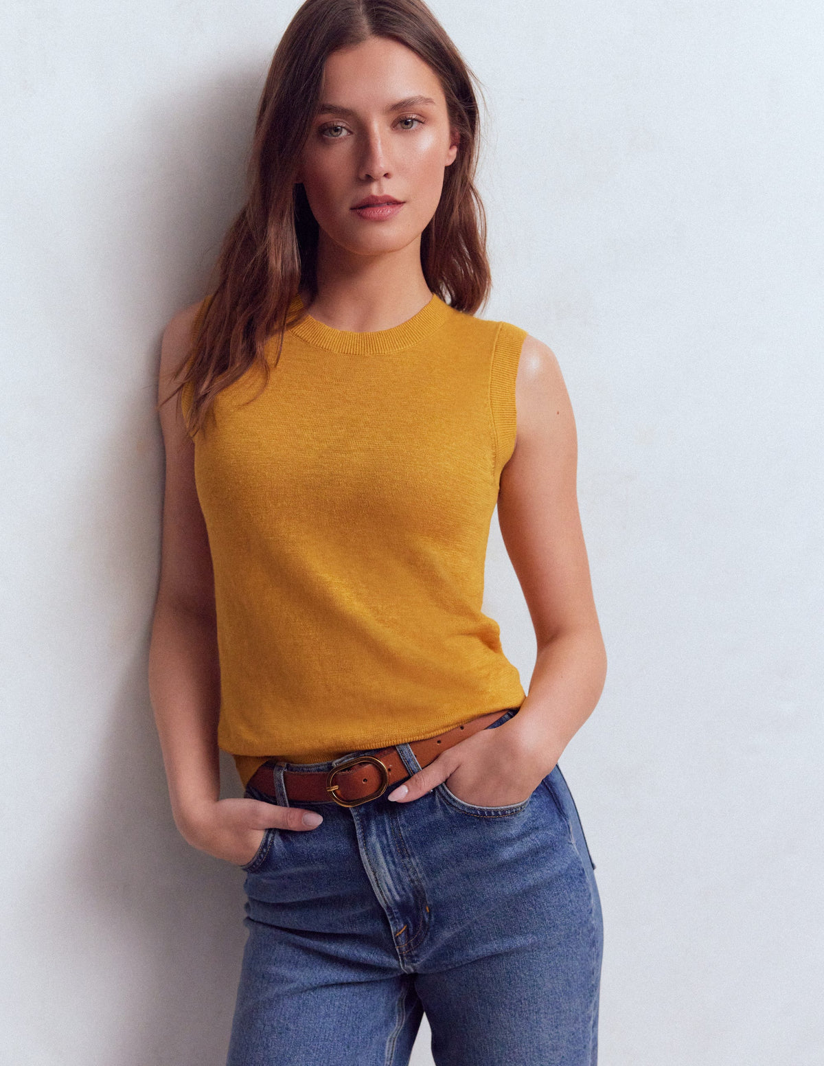 Agnes Linen Tank-Yellow - Image 1
