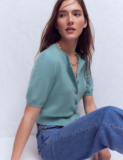 Pretty Cropped Cardigan-Misty Blue-1