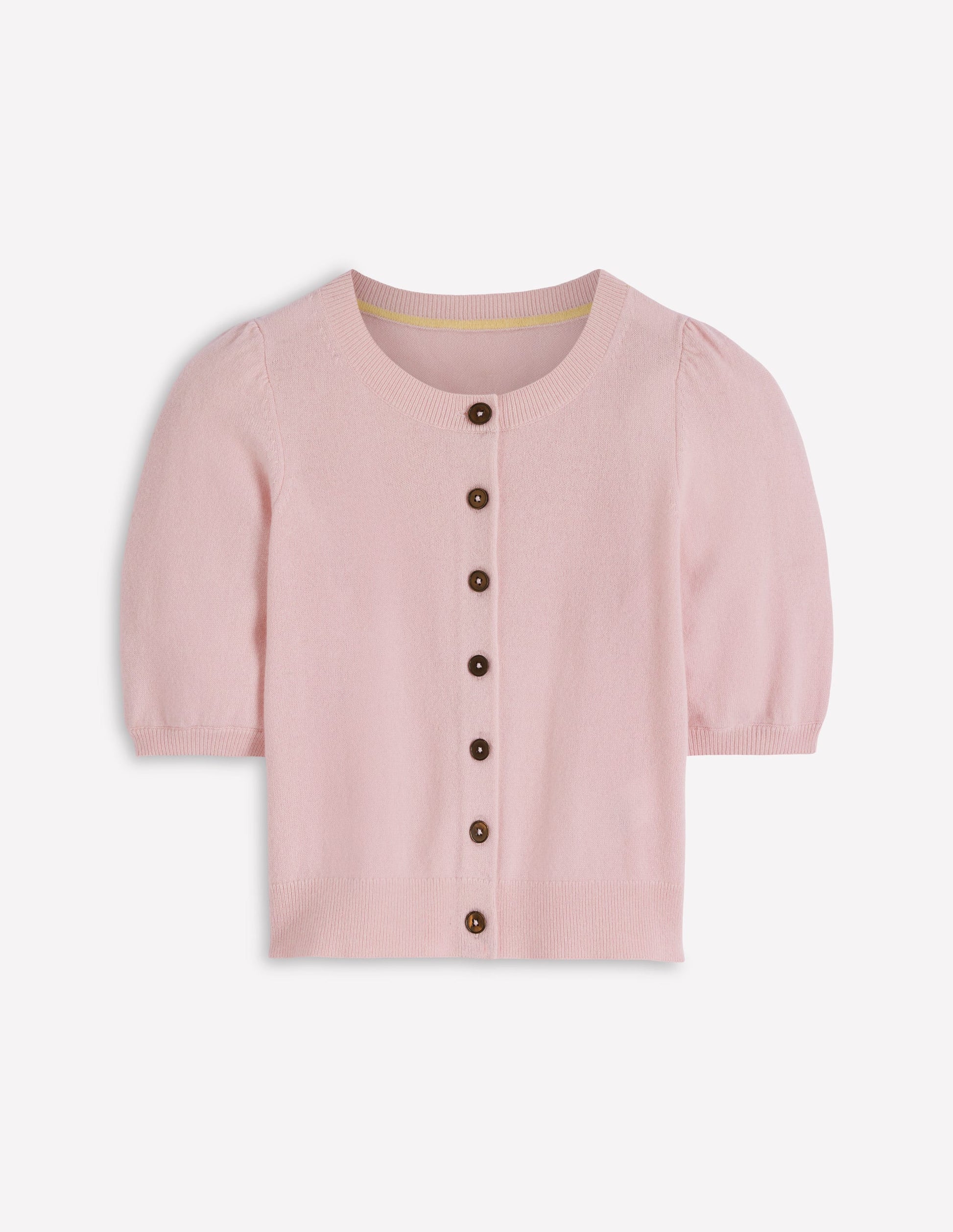 Cropped Cashmere Cardigan-Pale Pink-5