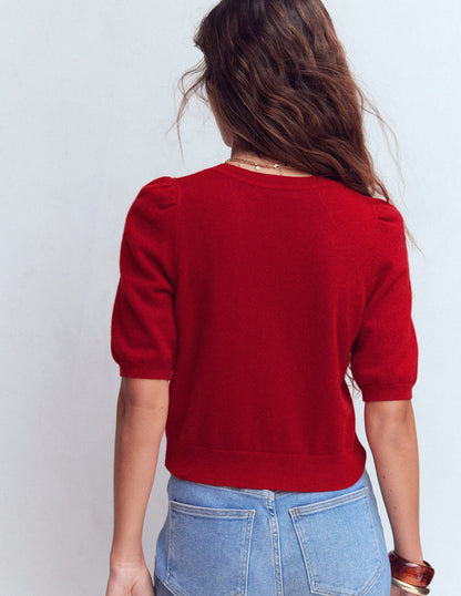 Cropped Cashmere Cardigan-Ash Red-3
