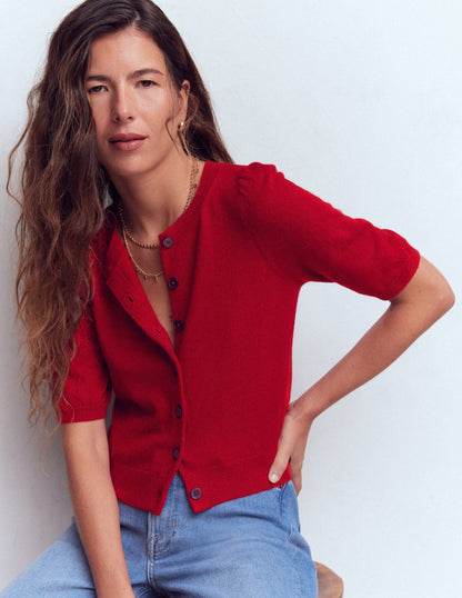 Cropped Cashmere Cardigan-Ash Red-4