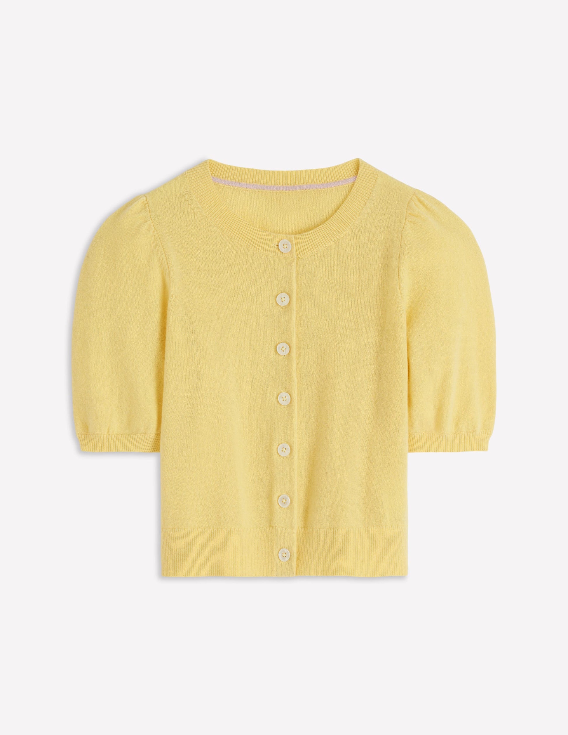 Cropped Cashmere Cardigan-Sandstone Yellow-8