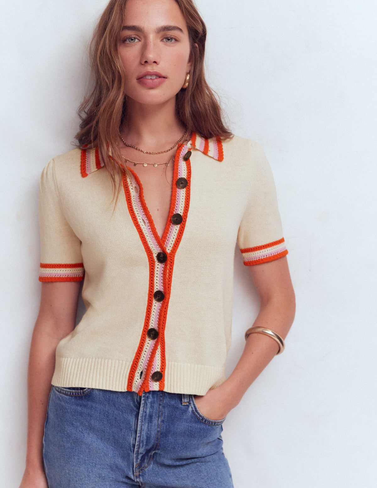 Saffron Crochet Trim Cardigan-Ivory - Image 5
