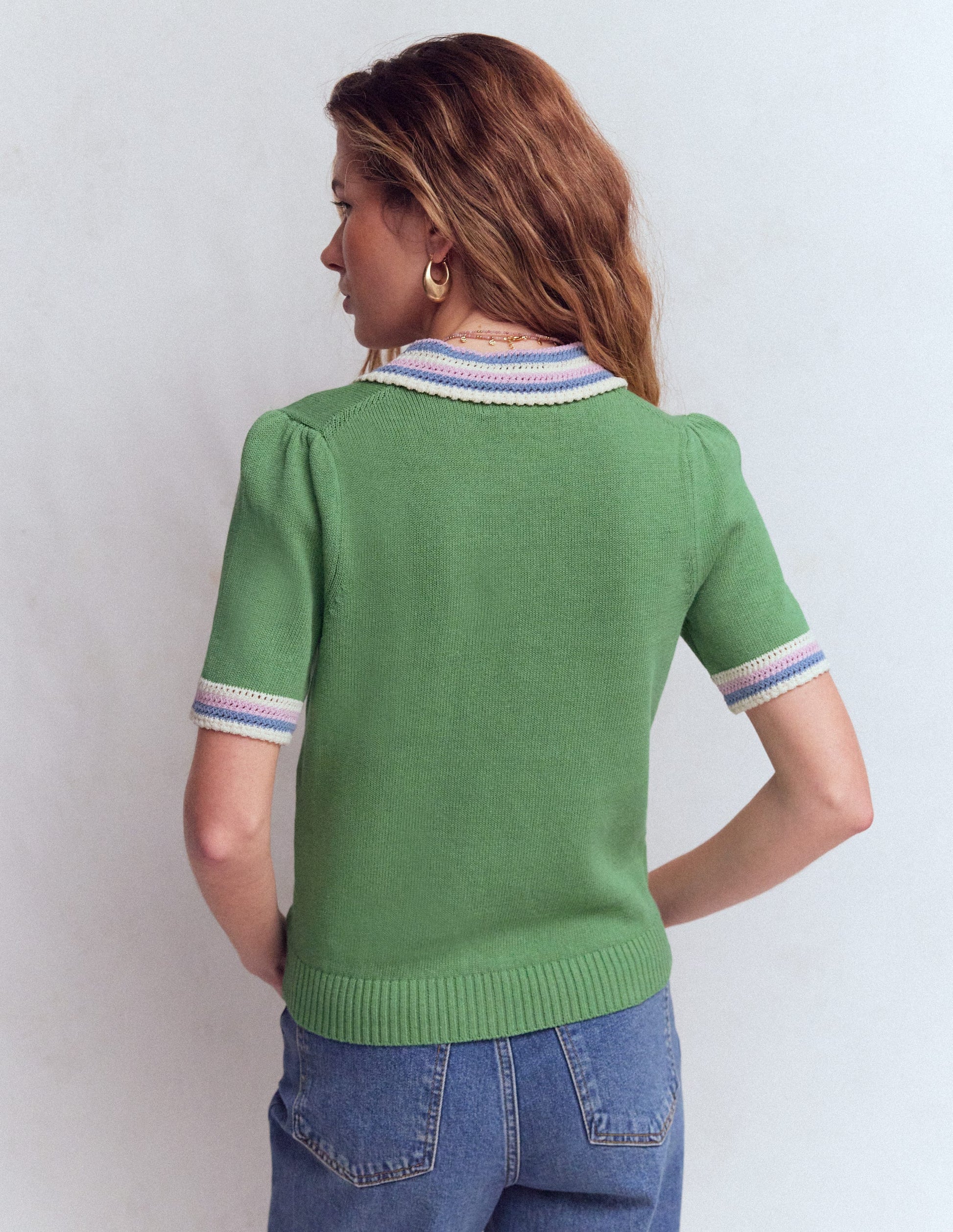 Saffron Crochet Trim Cardigan-Green-4