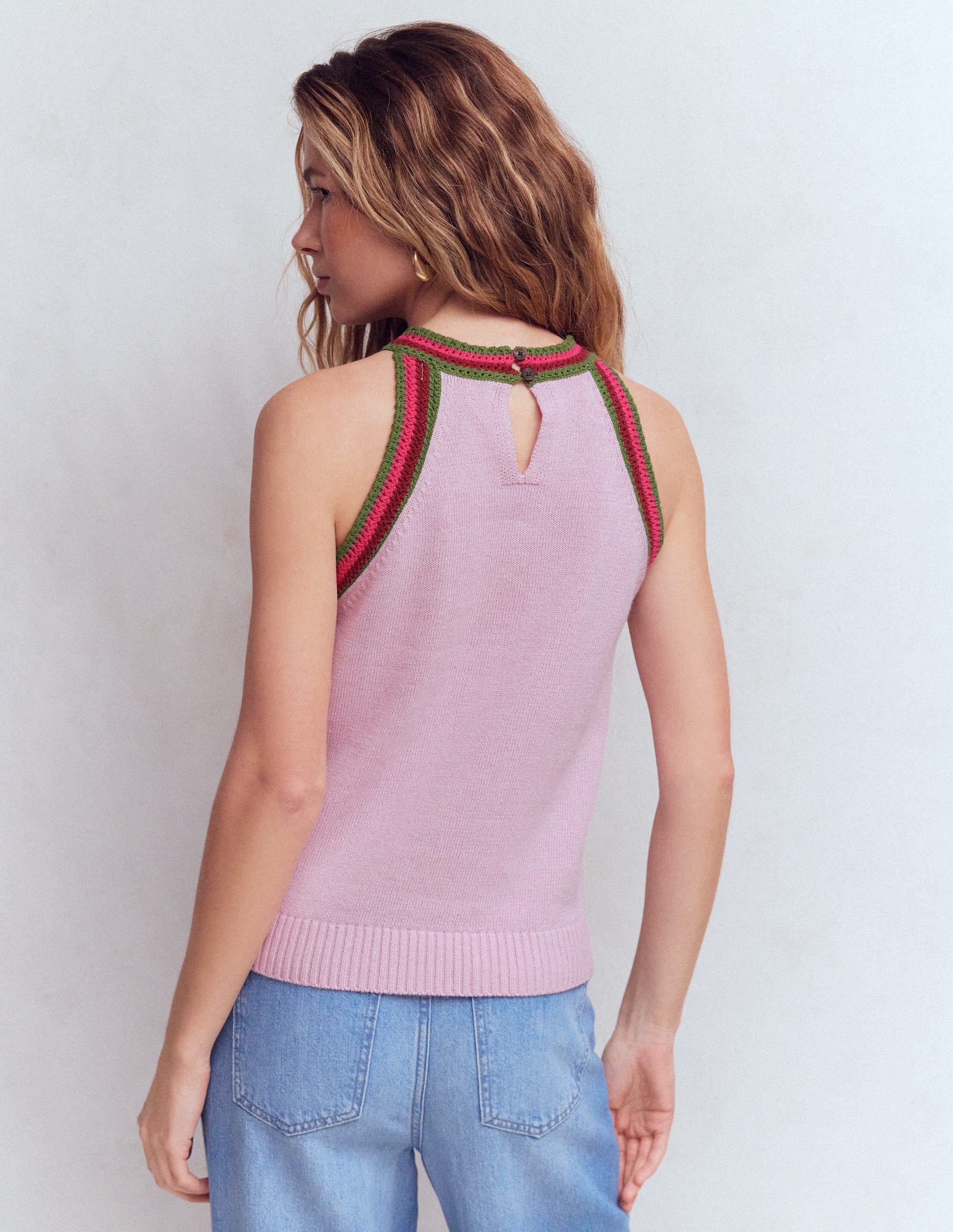 Saffron Crochet Racer Tank-Pink - Image 3