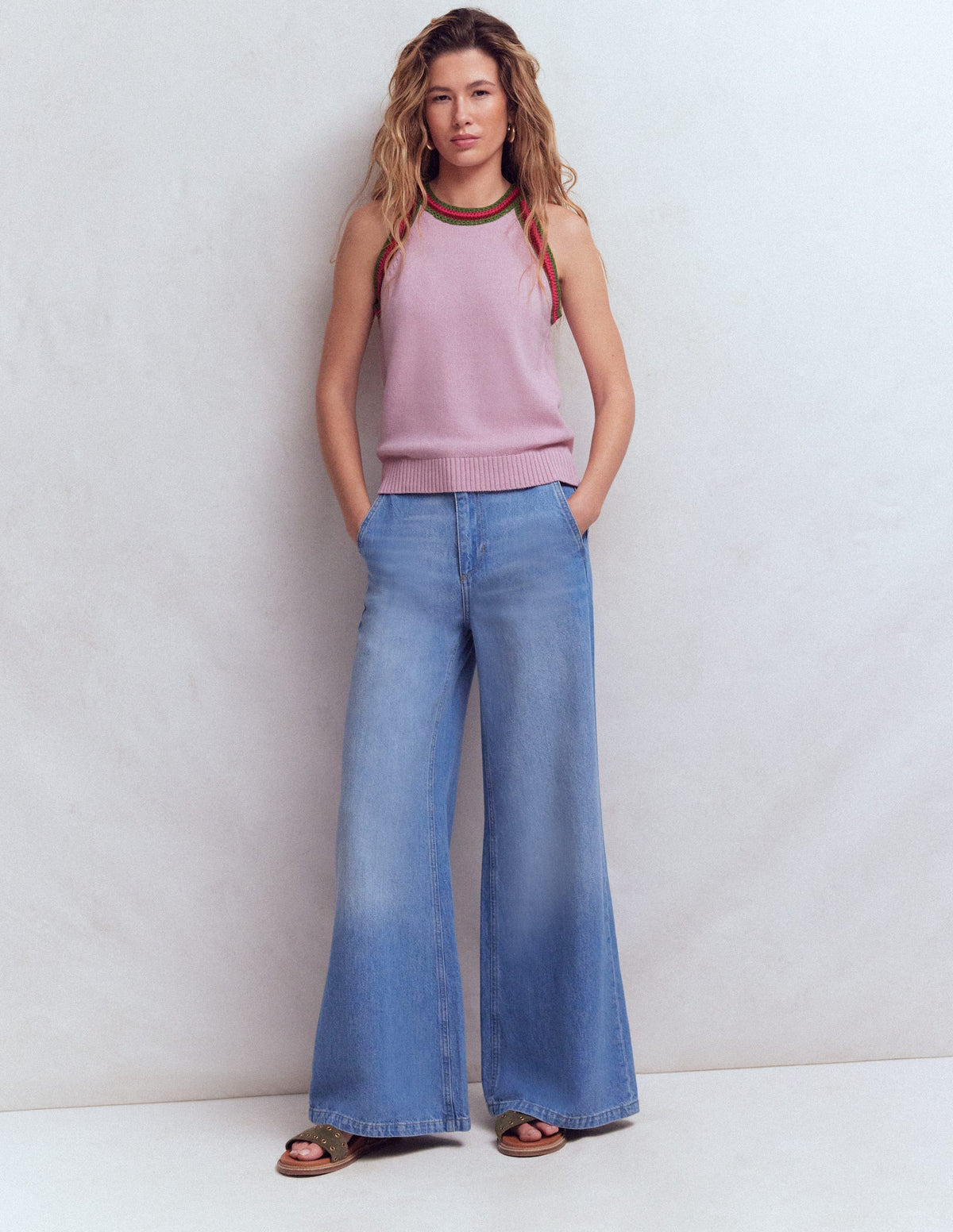 Saffron Crochet Racer Tank-Pink - Image 4