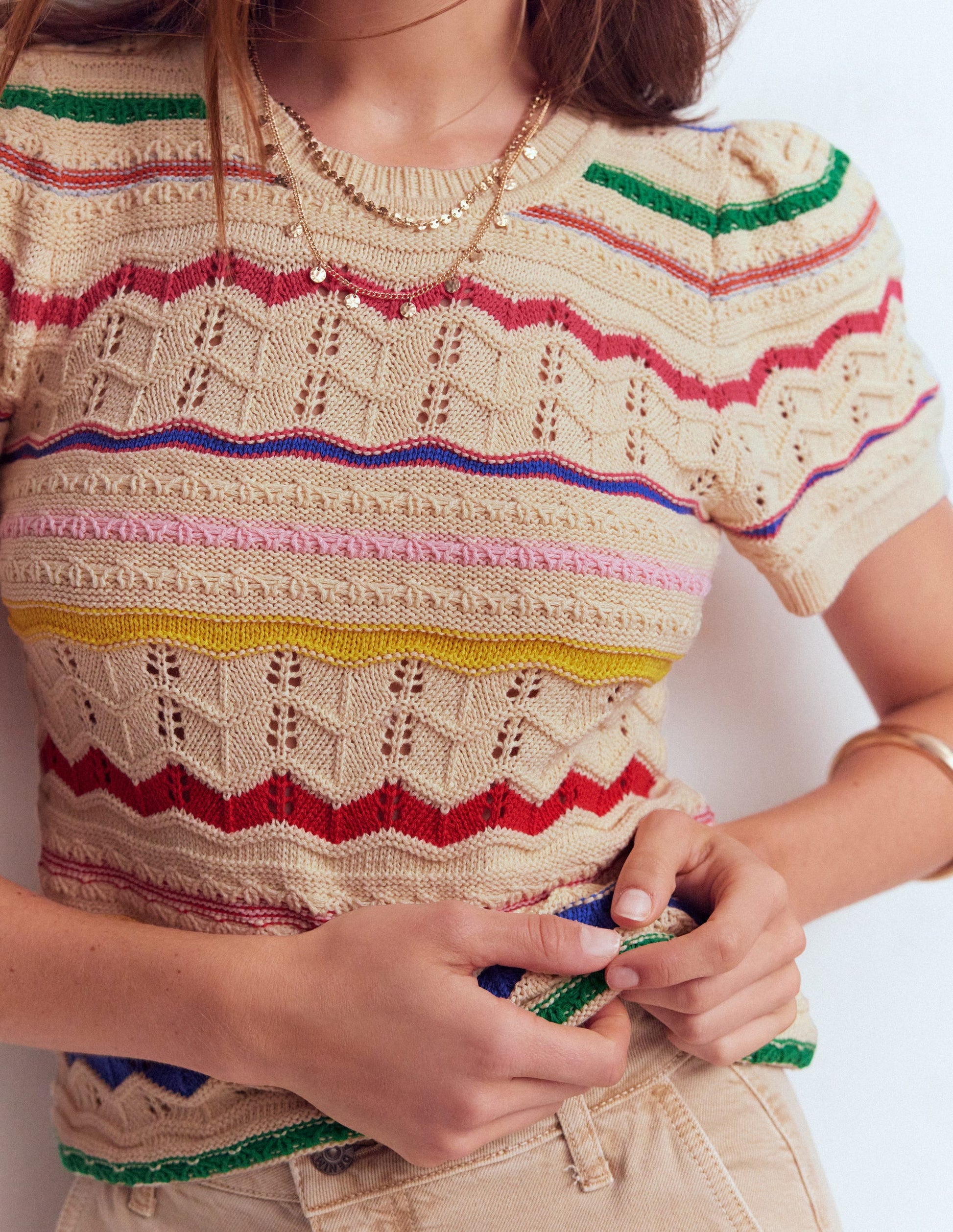 Monica Knitted T-Shirt-Multi Stripe-2