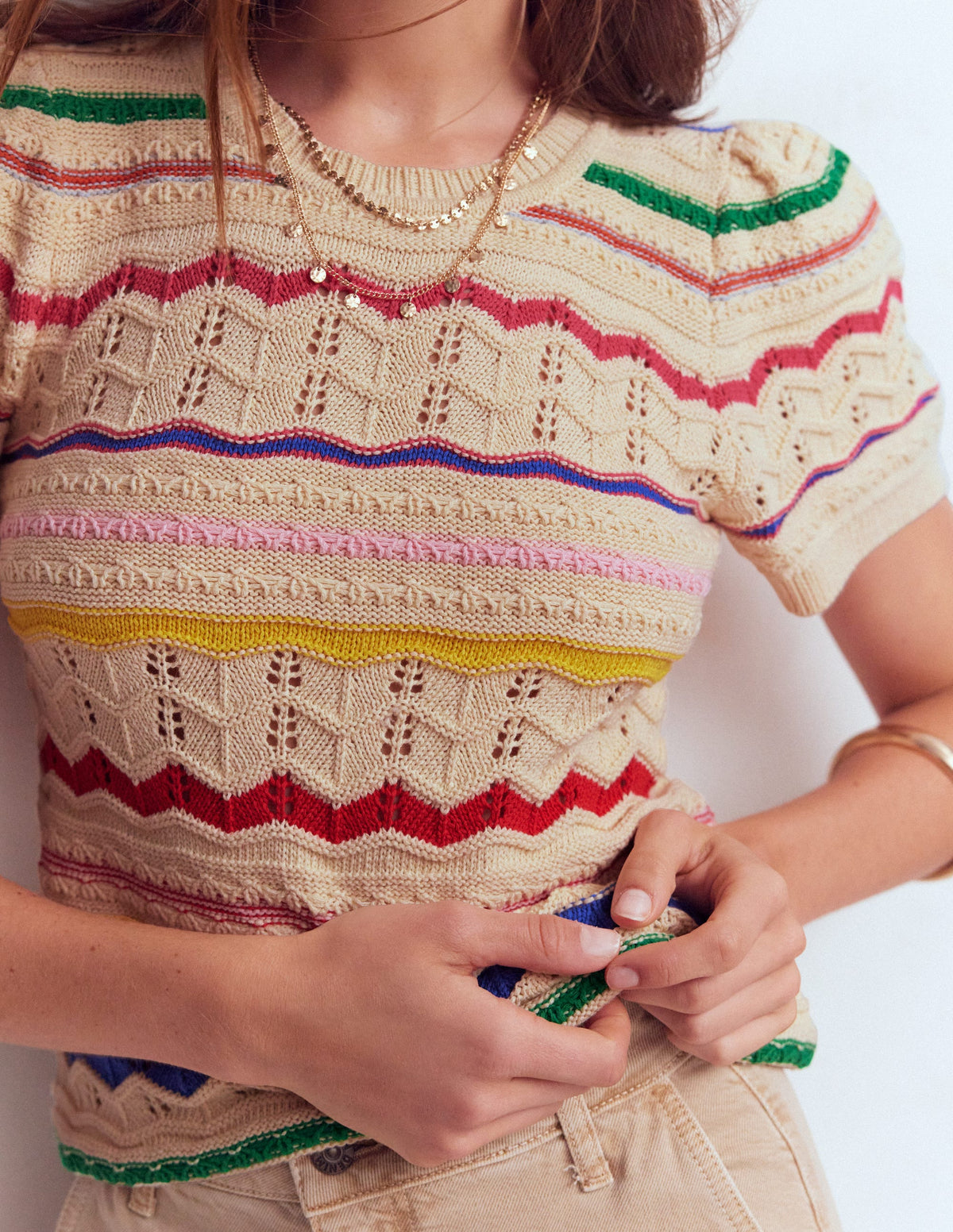 Monica Knitted T-Shirt-Multi Stripe - Image 2