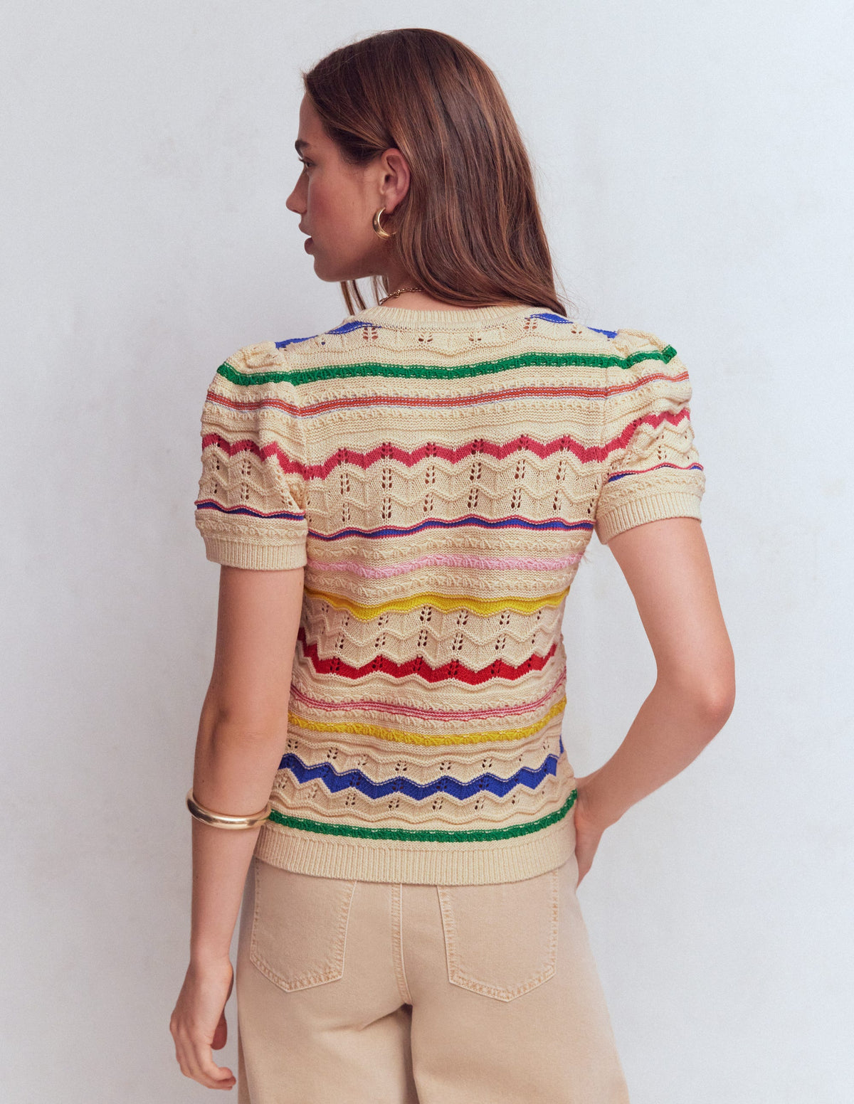 Monica Knitted T-Shirt-Multi Stripe - Image 3