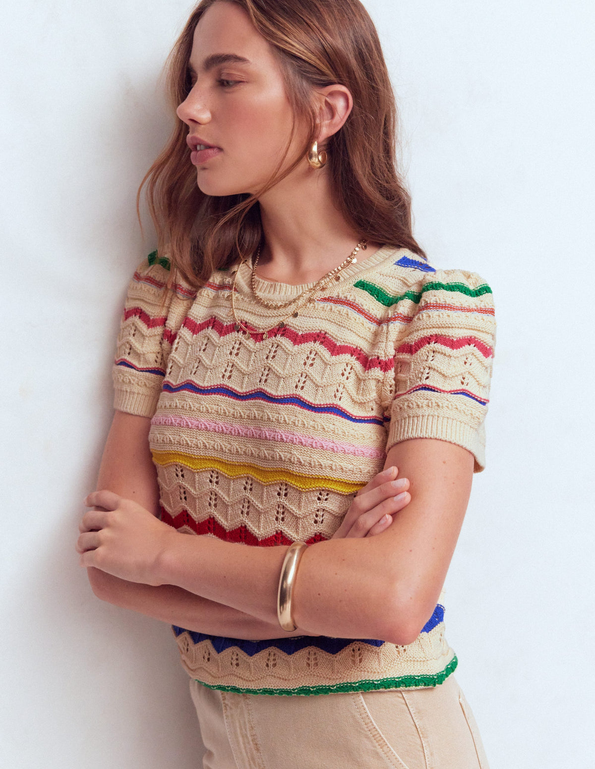 Monica Knitted T-Shirt-Multi Stripe - Image 5