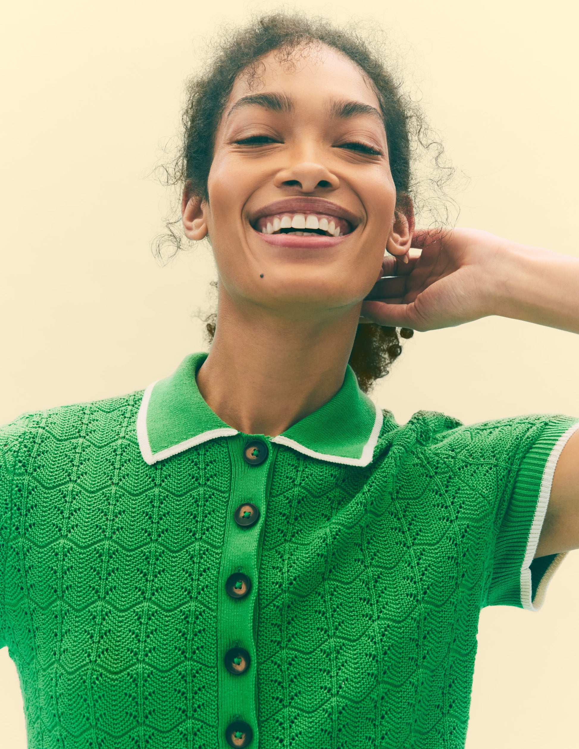 Pointelle Henley T-shirt DNU-Online Lime-6