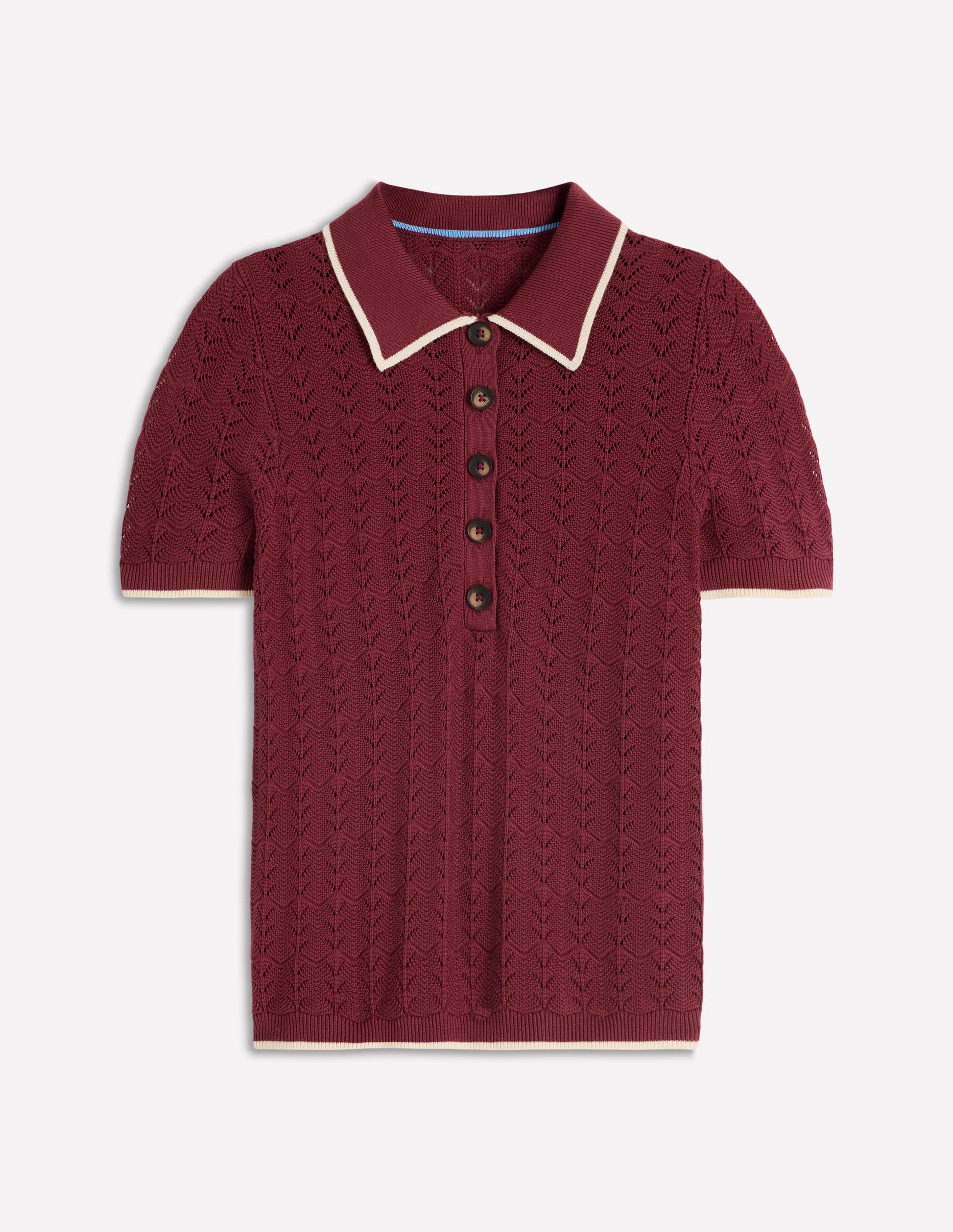 Pointelle Henley T-shirt DNU-Rich Chestnut-5