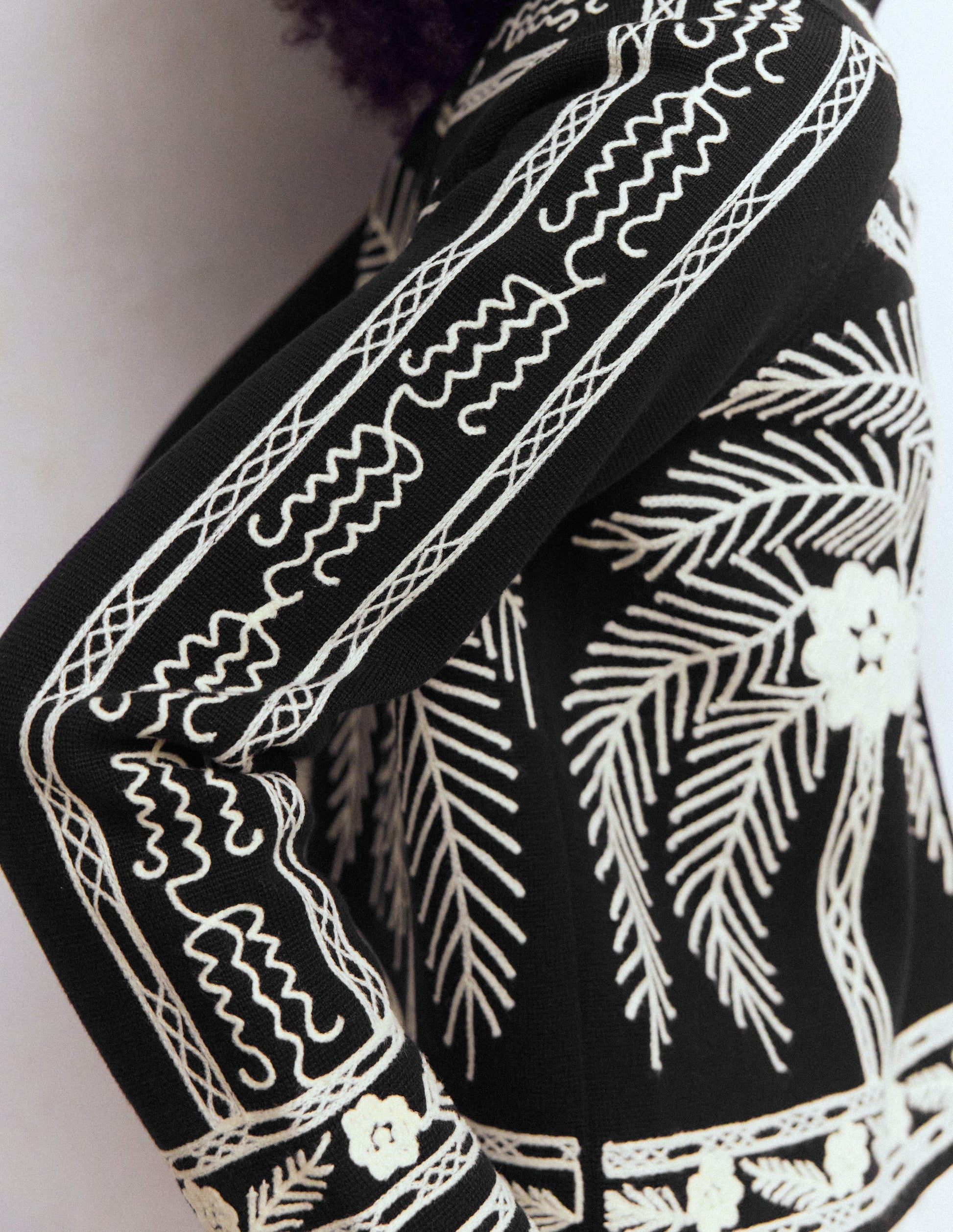 Elena Stand Neck Jacket-Black Embroidery-2