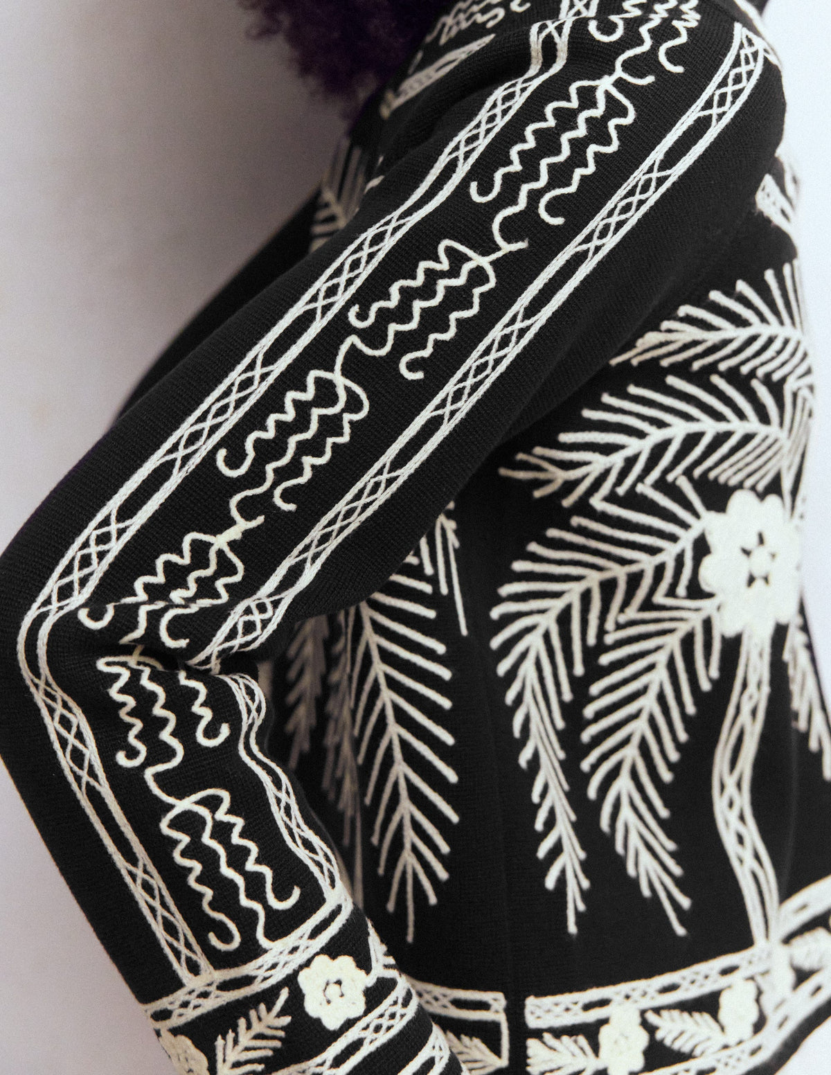 Elena Stand Neck Jacket-Black Embroidery - Image 2