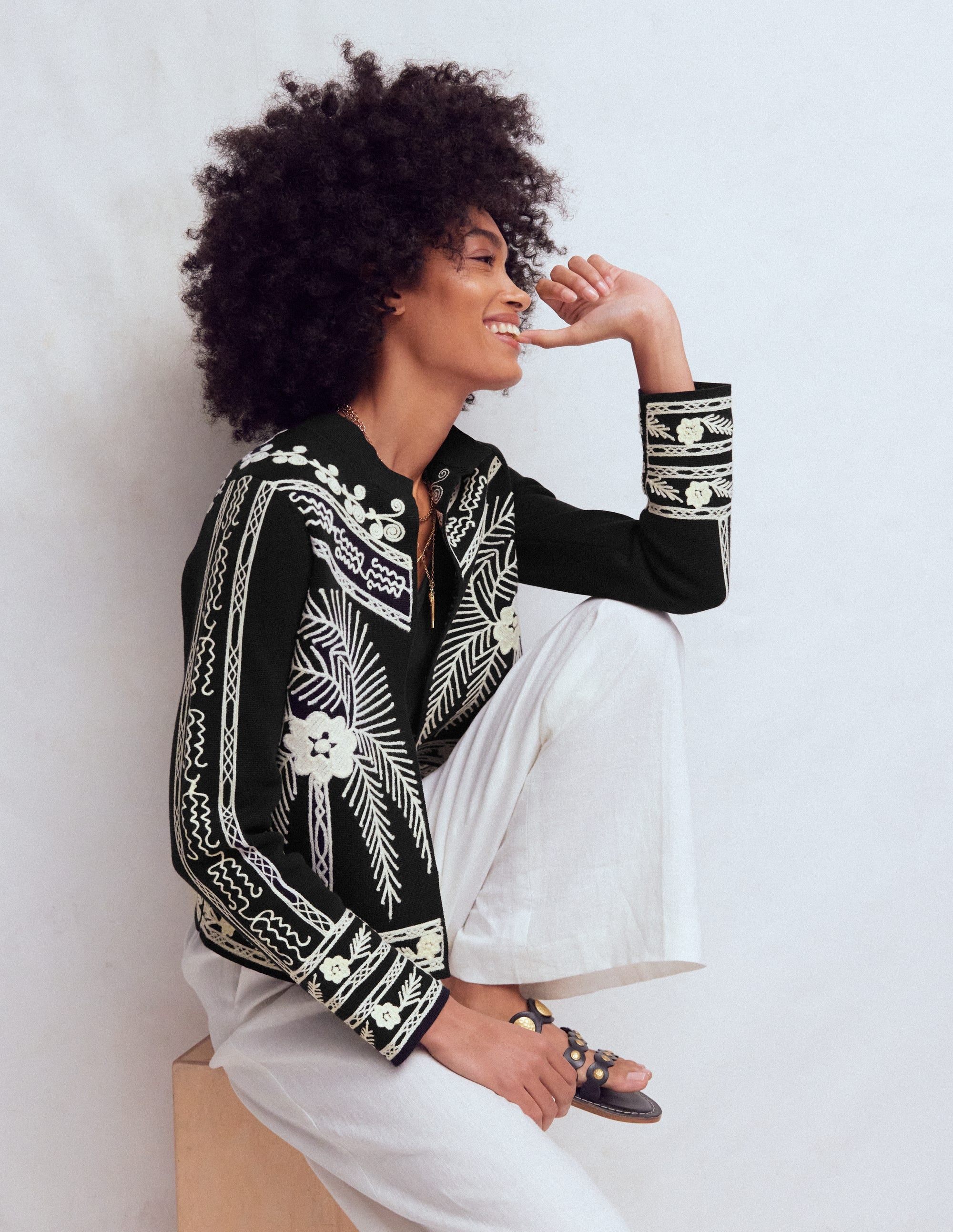 Elena Stand Neck Jacket-Black Embroidery - Image 5