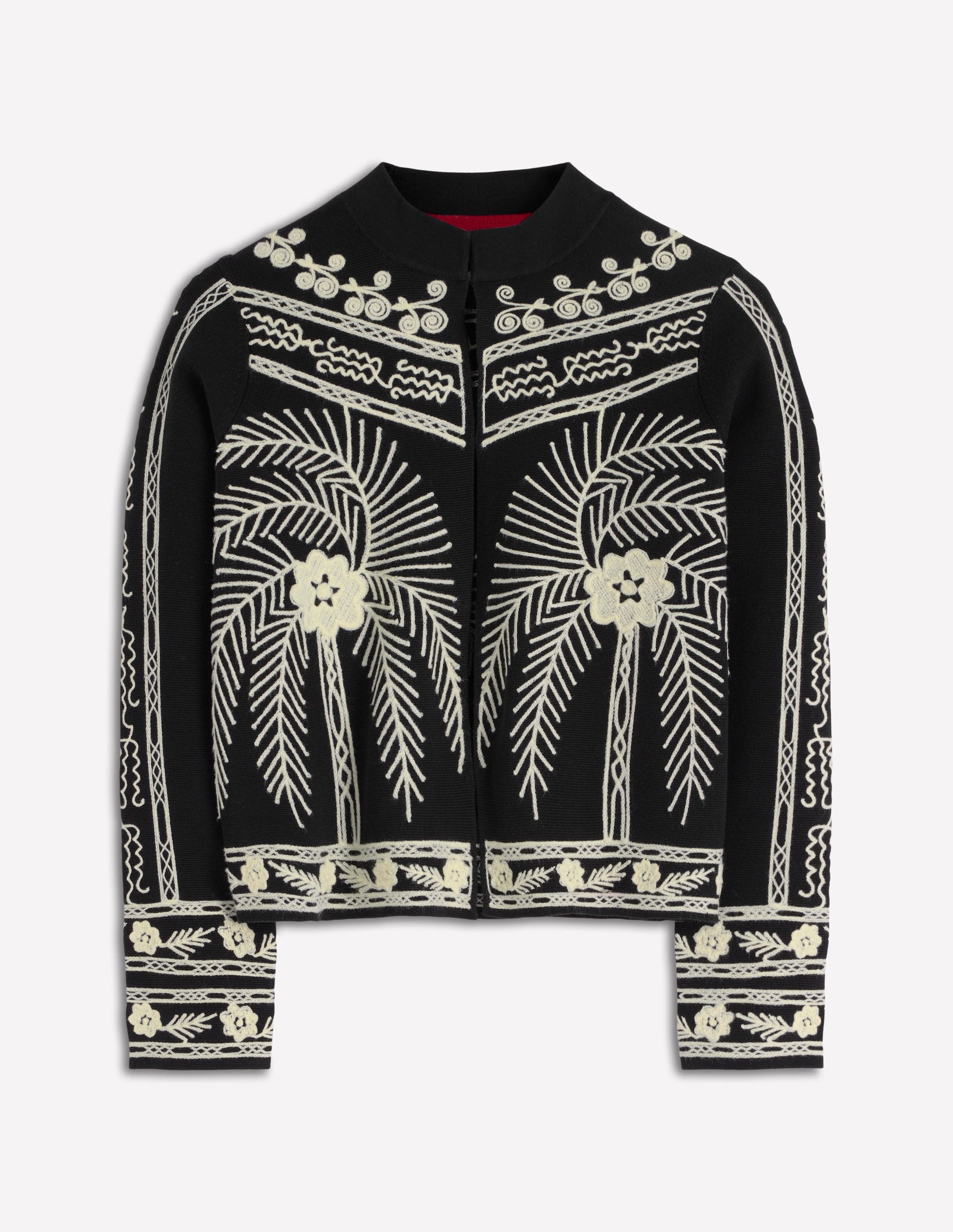 Elena Stand Neck Jacket-Black Embroidery-7