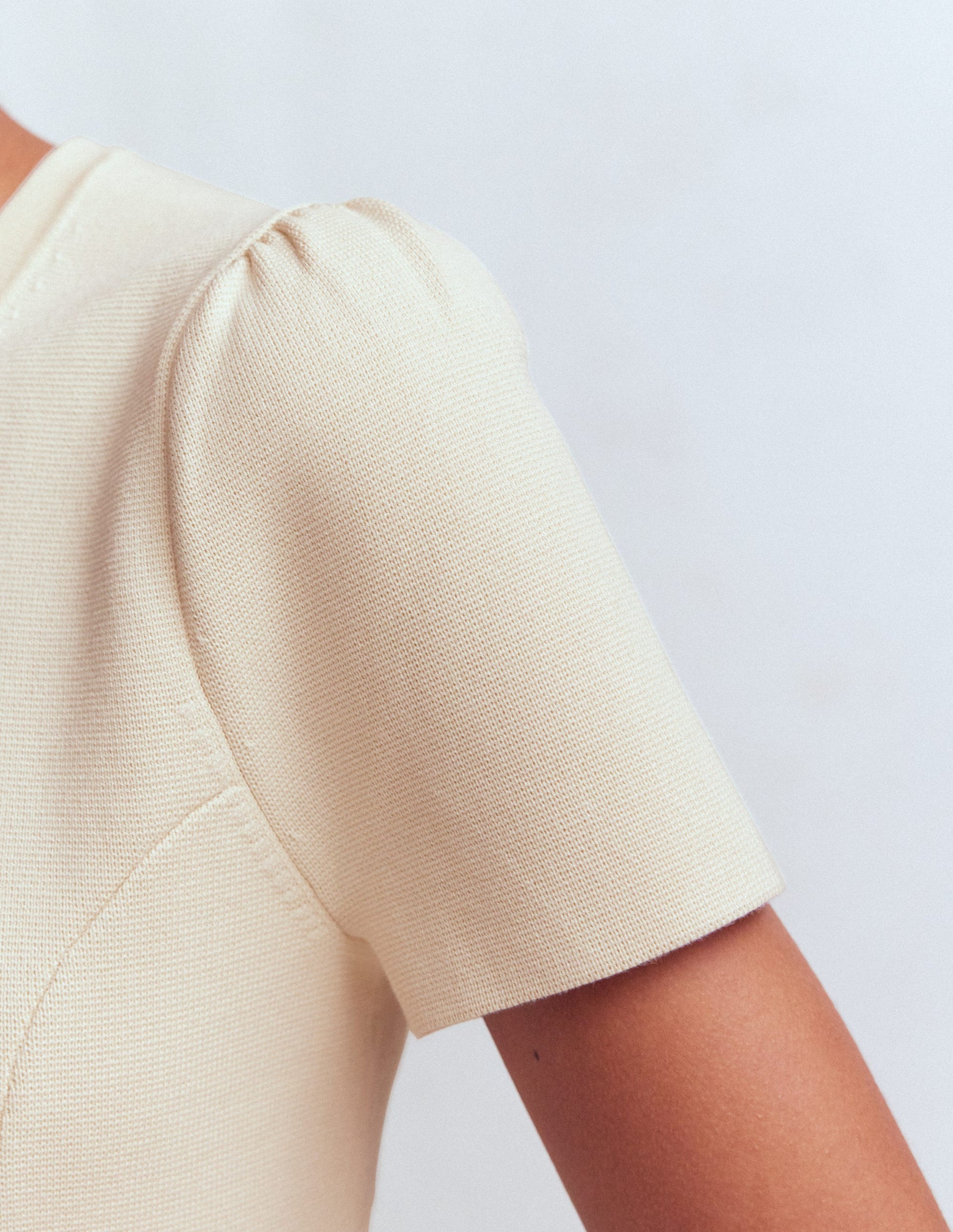 Short Sleeve Knitted Jacket-Ivory-2
