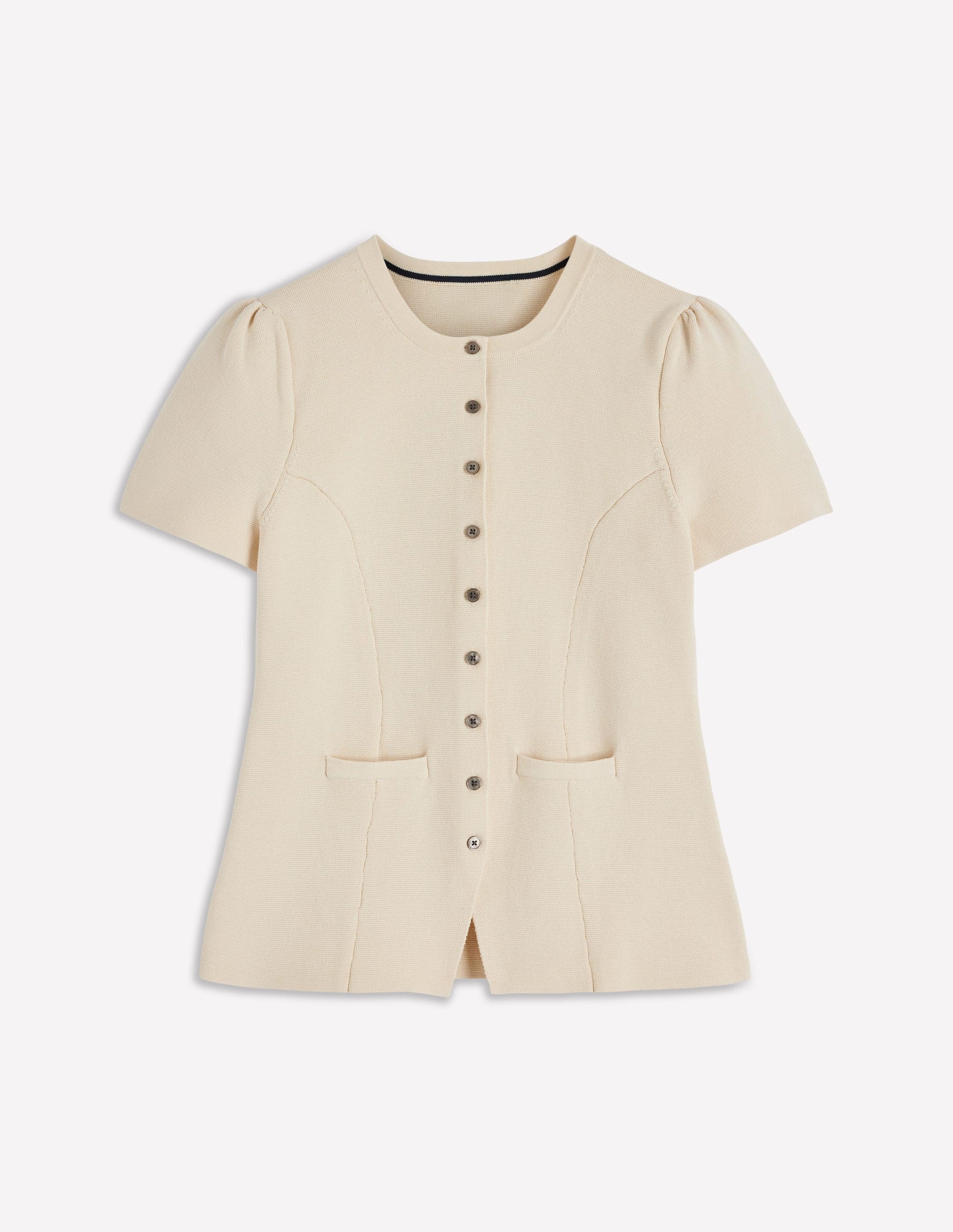 Short Sleeve Knitted Jacket-Ivory-6