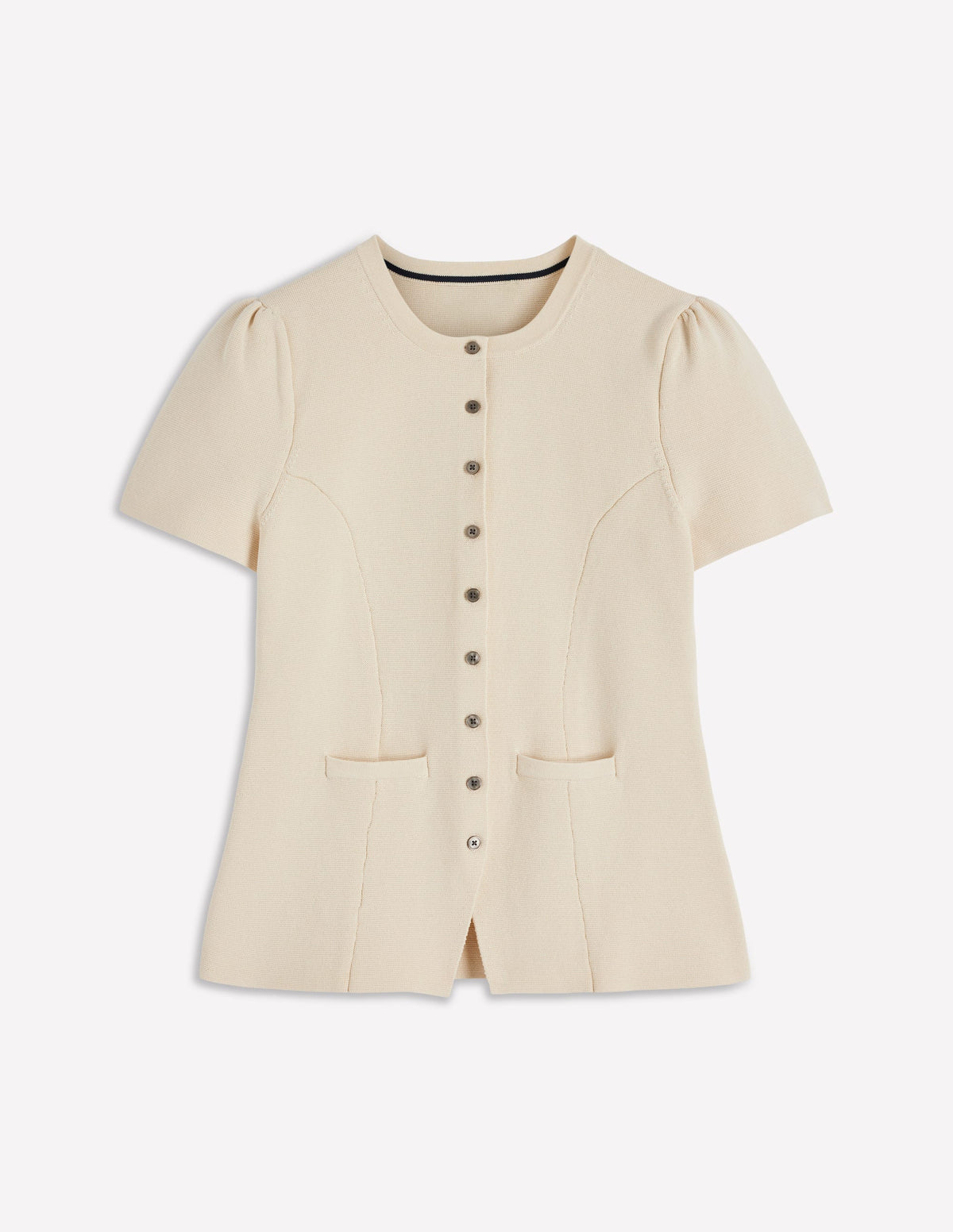 Short Sleeve Knitted Jacket-Ivory - Image 6
