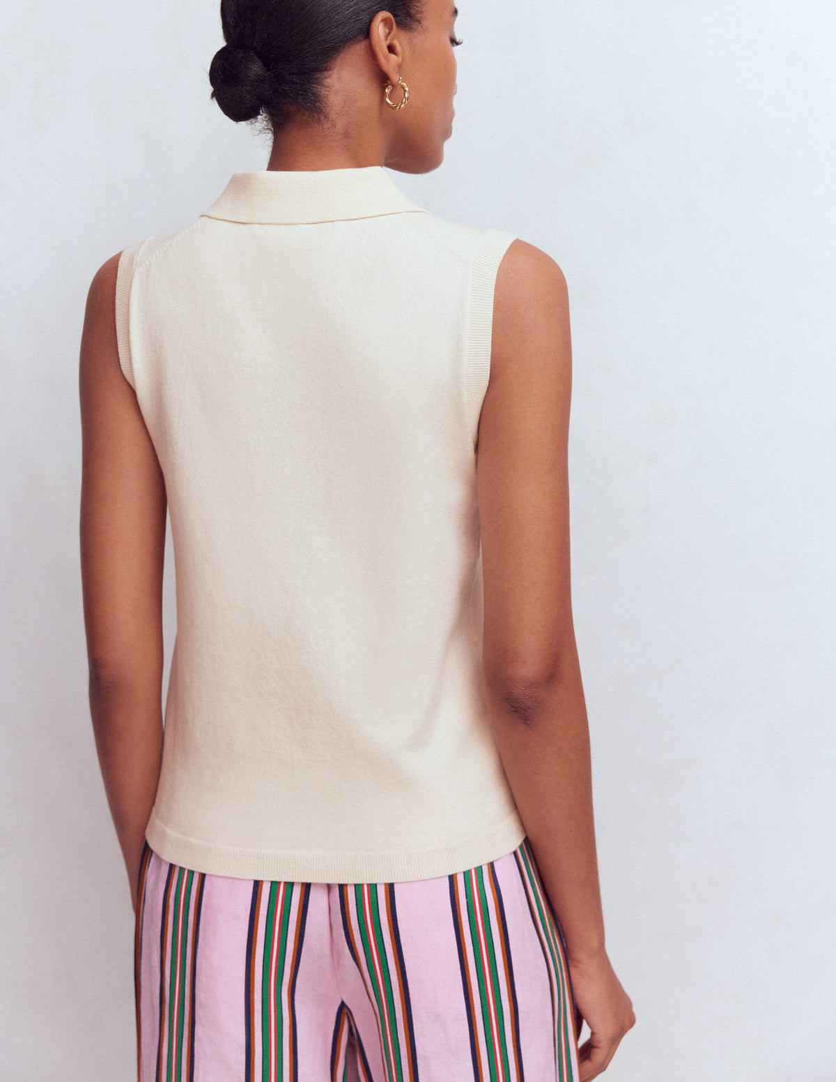 Chloe Henley Knitted Tank-Warm Ivory - Image 3