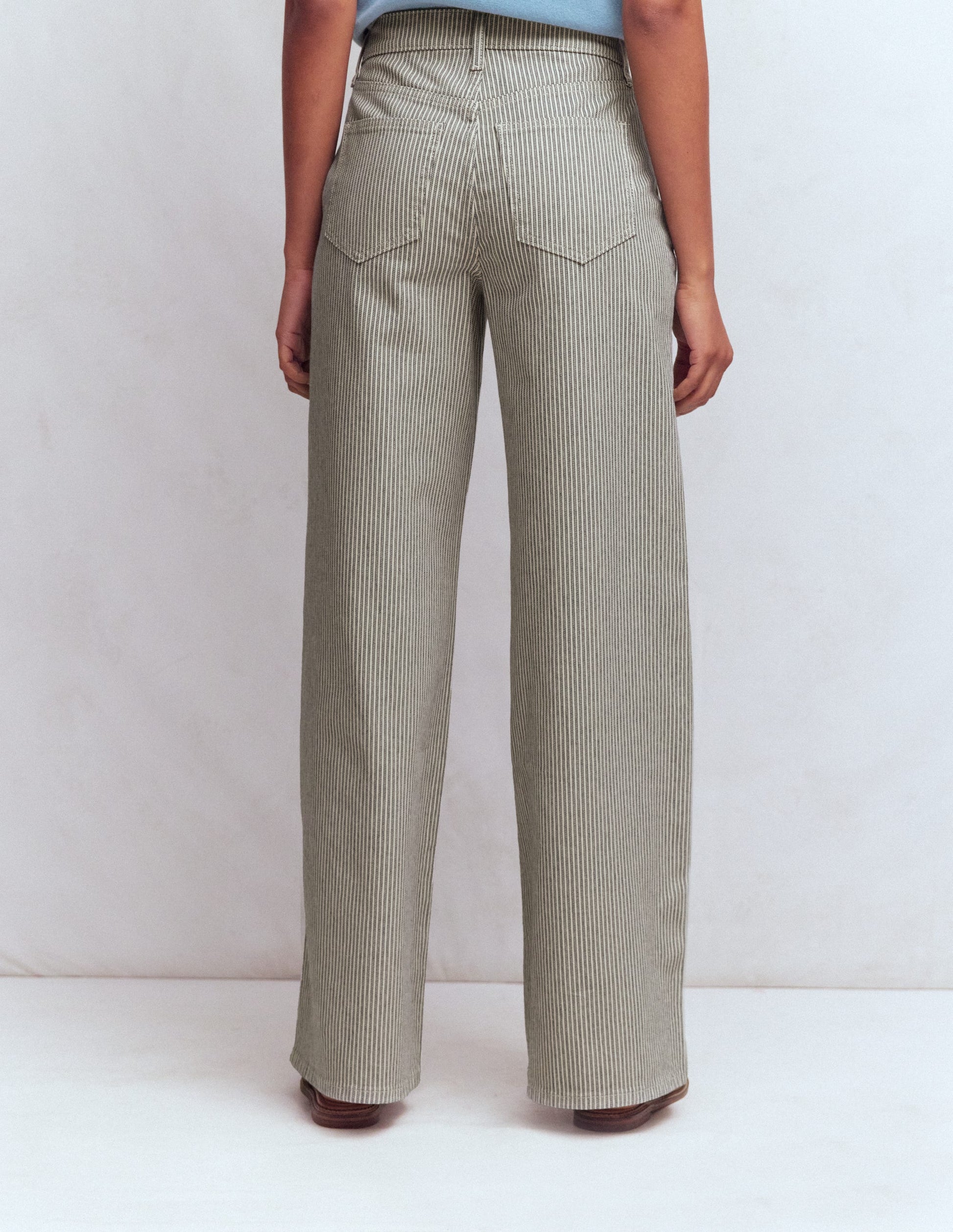 High Rise Wide Leg Jeans-Blue Stripe-3