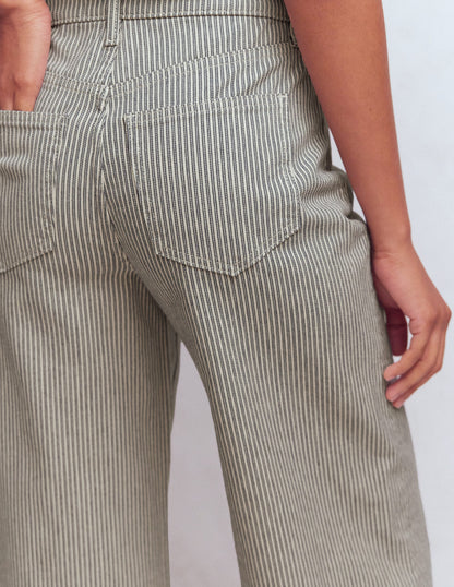 High Rise Wide Leg Jeans-Blue Stripe-5
