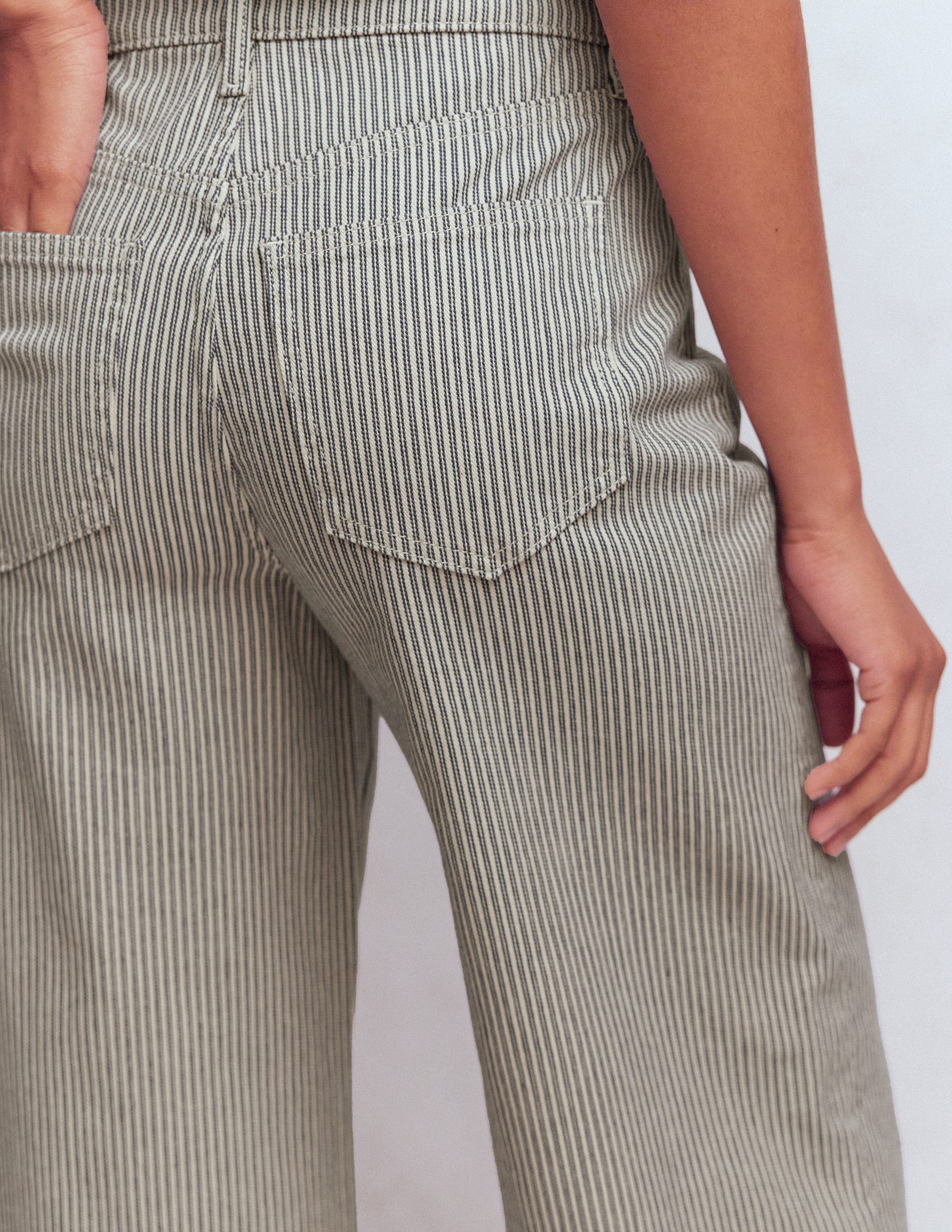 High Rise Wide Leg Jeans-Blue Stripe-5