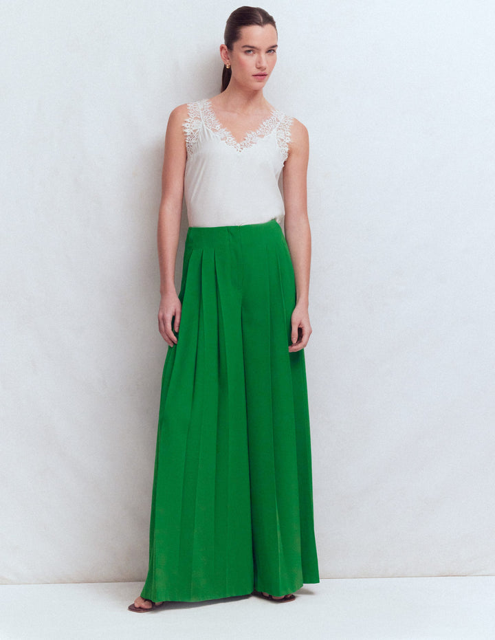 Regent Wide Leg Trousers-Rich Emerald