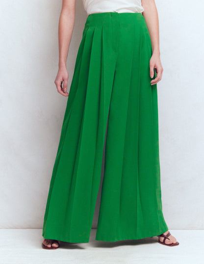Regent Wide Leg Trousers-Rich Emerald-4