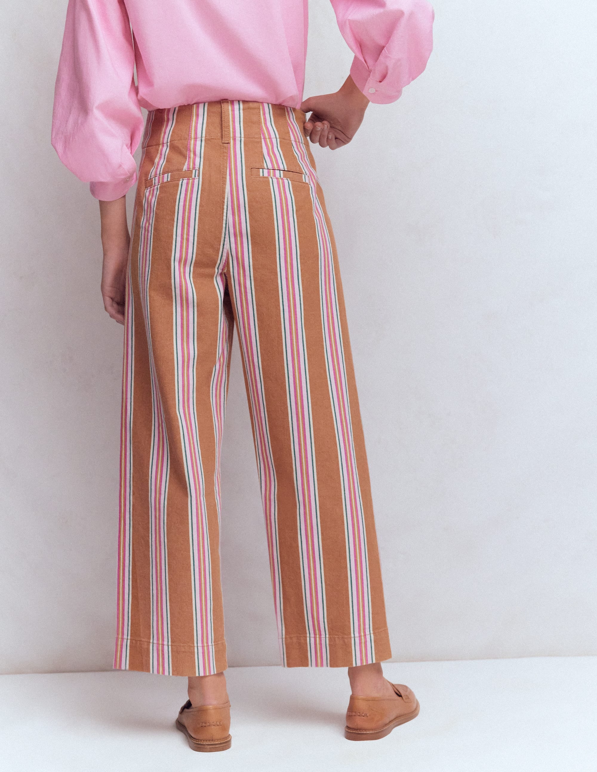 Primrose Cropped Jeans-Cognac, Pink Stripe - Image 3